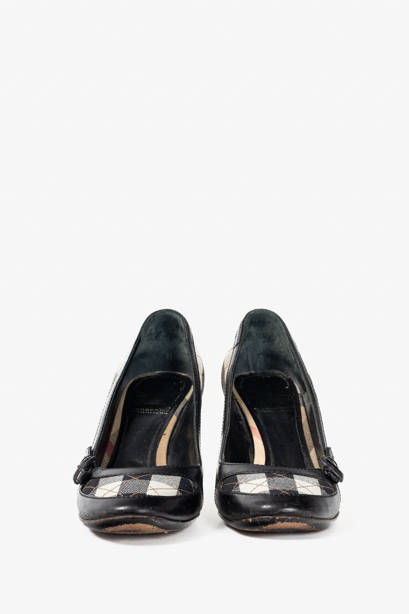 Burberry Burberry House Check & Leather Buckle Pumps Size US 6.5 / IT 36.5 - 2 Thumbnail