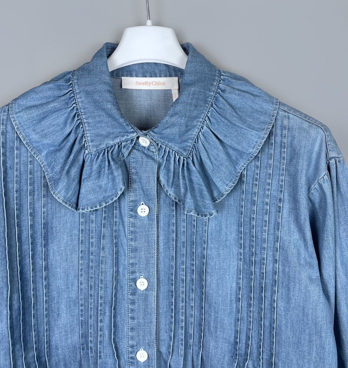 See by Chloe See By Chloe Frill Collar Denim Shirt Eternal LS Size 38 Size S / US 4 / IT 40 - 5 Thumbnail