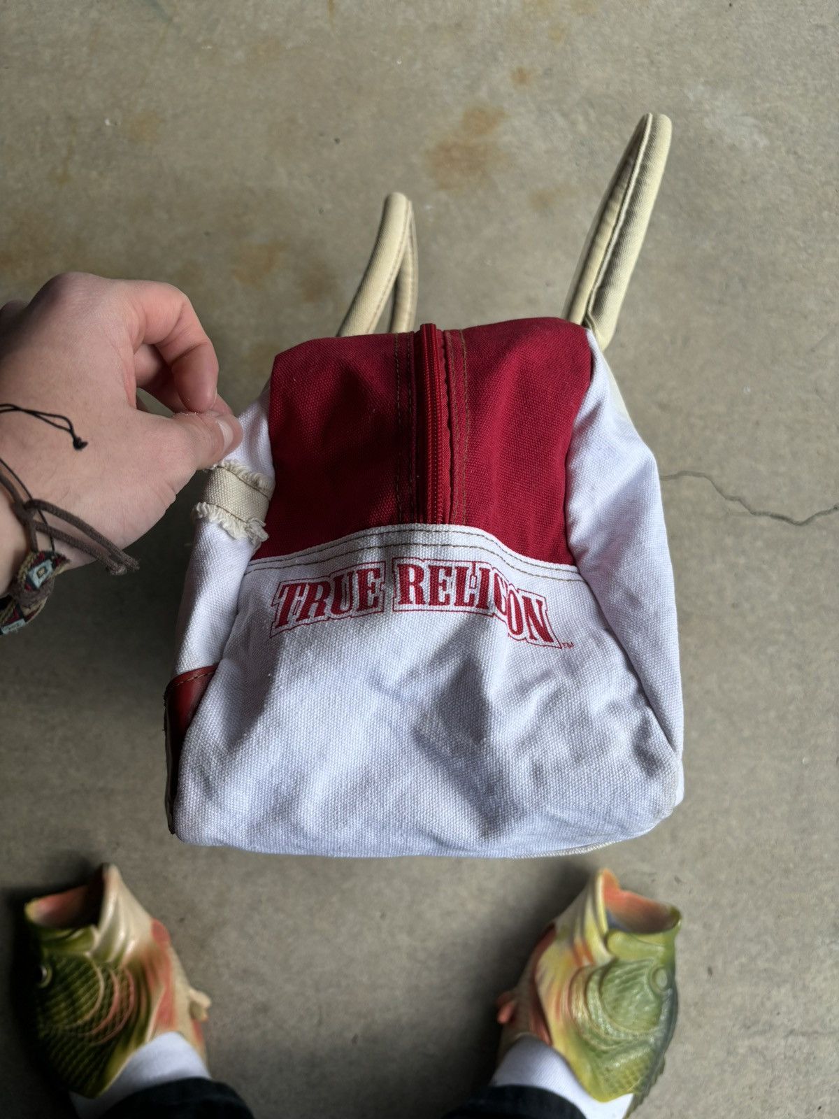 True Religion Crazy True Religion Faded Red And White Distressed Purse Size ONE SIZE - 4 Thumbnail