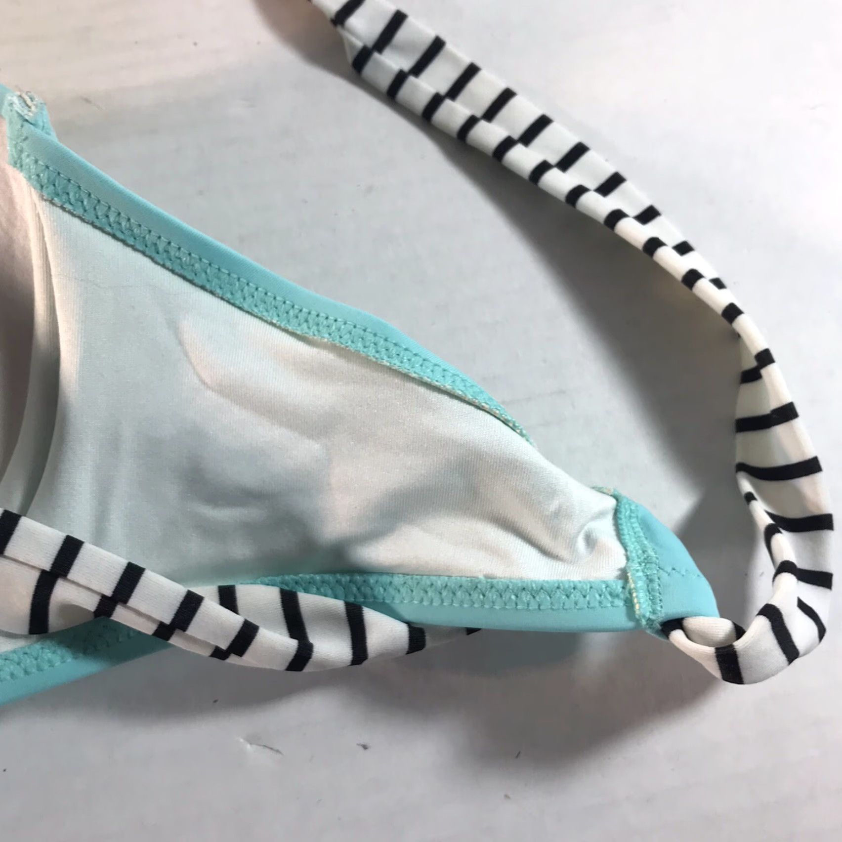 Victoria's Secret Victoria's Secret Women's Bikini Top Push Up Halter Swimsuit Teal Black White Stripes Size 36C Size XS / US 0-2 / IT 36-38 - 3 Thumbnail