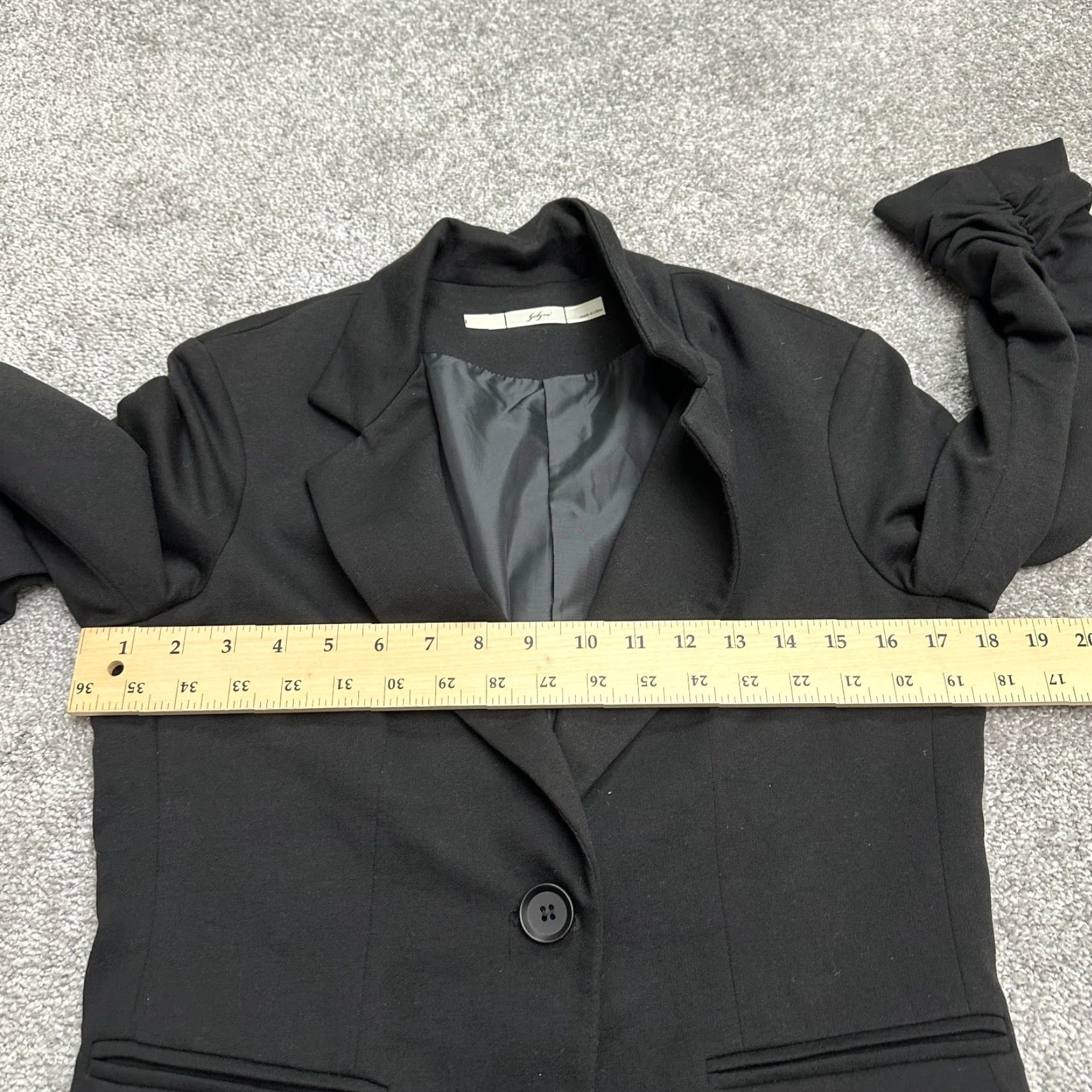 Vintage Gibson Blazer Coat Jacket Womens M Black Single Breasted Ruched Sleeve Work Shirt? Size M / US 6-8 / IT 42-44 - 7 Thumbnail