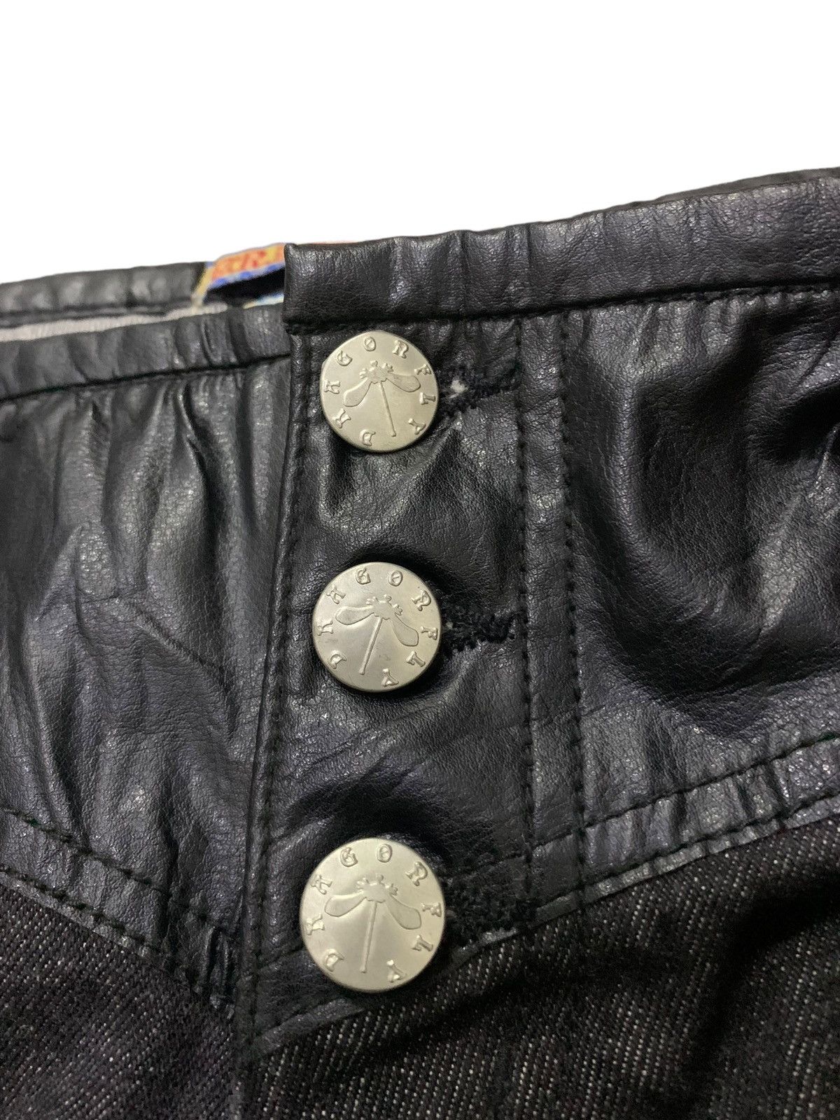 If Six Was Nine × Le Grande Bleu (L.G.B.) Vintage Balenciaga Style Leather Trimmed Zipper Flared Jeans Size US 30 / EU 46 - 10 Thumbnail