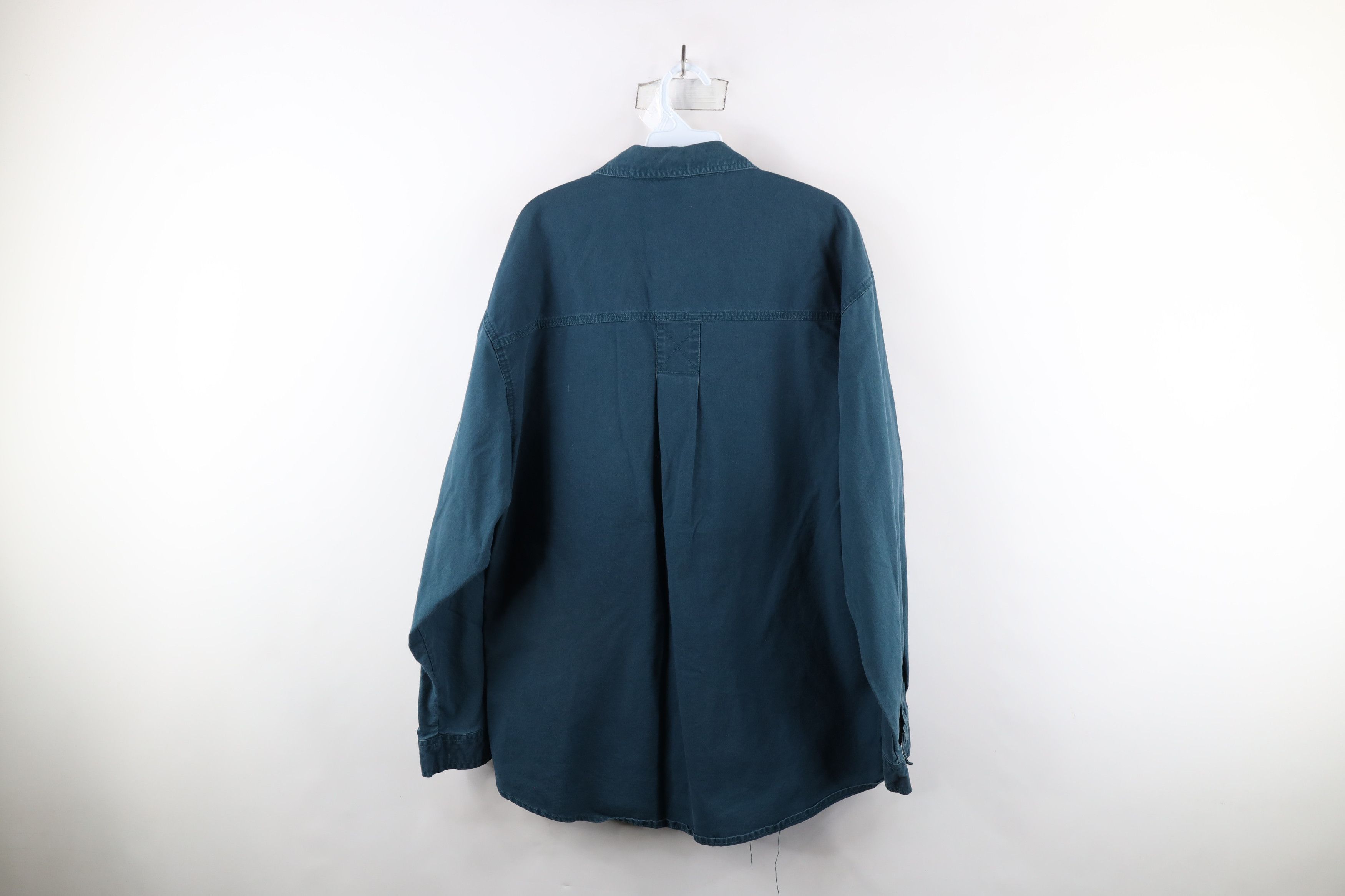 Vintage Vintage 90s Streetwear Canvas Collared Button Shirt Green Size US L / EU 52-54 / 3 - 7 Thumbnail