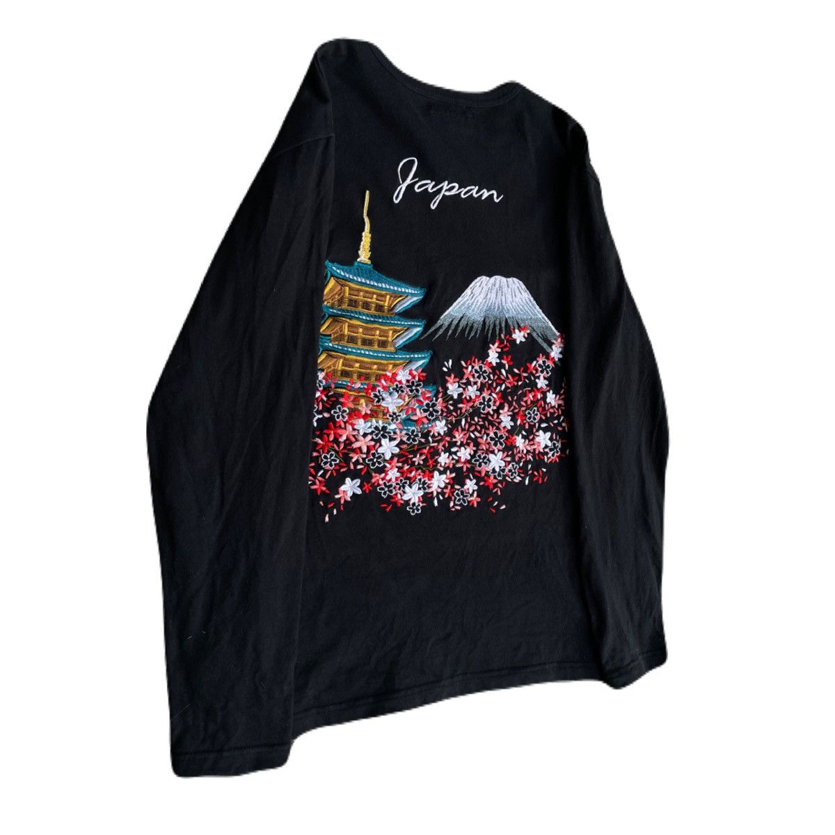 If Six Was Nine 2000s Japanese Skajan Sakura Embroidery Long Sleeve Tee Size US M / EU 48-50 / 2 - 3 Thumbnail