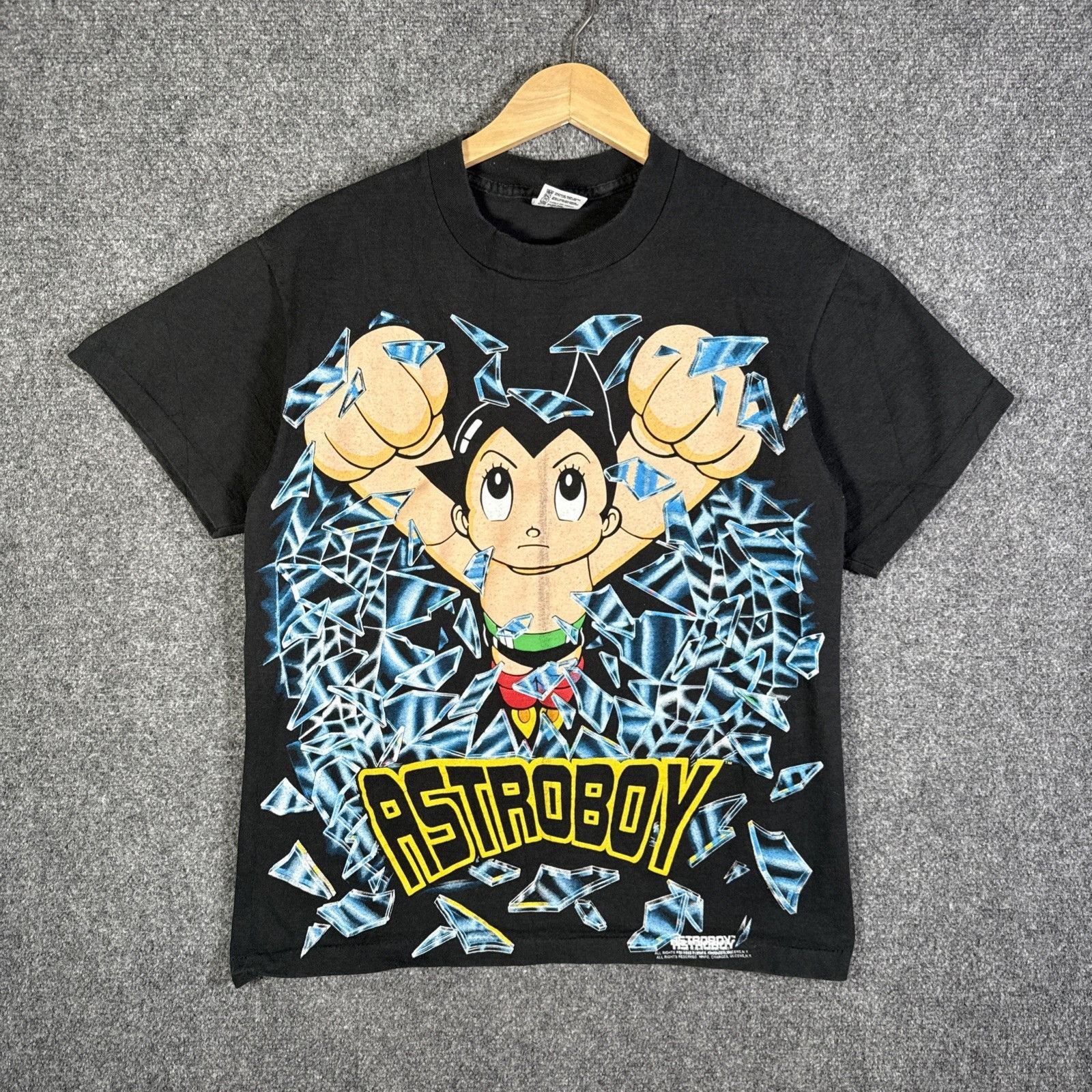 Vintage Astro Boy Shirt Mens Medium Black 90s Shattered Glas
