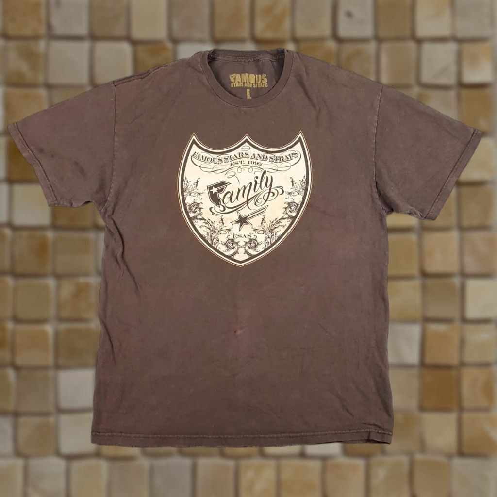 Vintage VINTAGE Famous Stars & Straps T-Shirt Shirt Men L Brown 00s Y2K Pop'n Bottles Logo Embroidered Short Sleeve Retro 2000s Fans Boys Mens Size US L / EU 52-54 / 3 - 1 Thumbnail