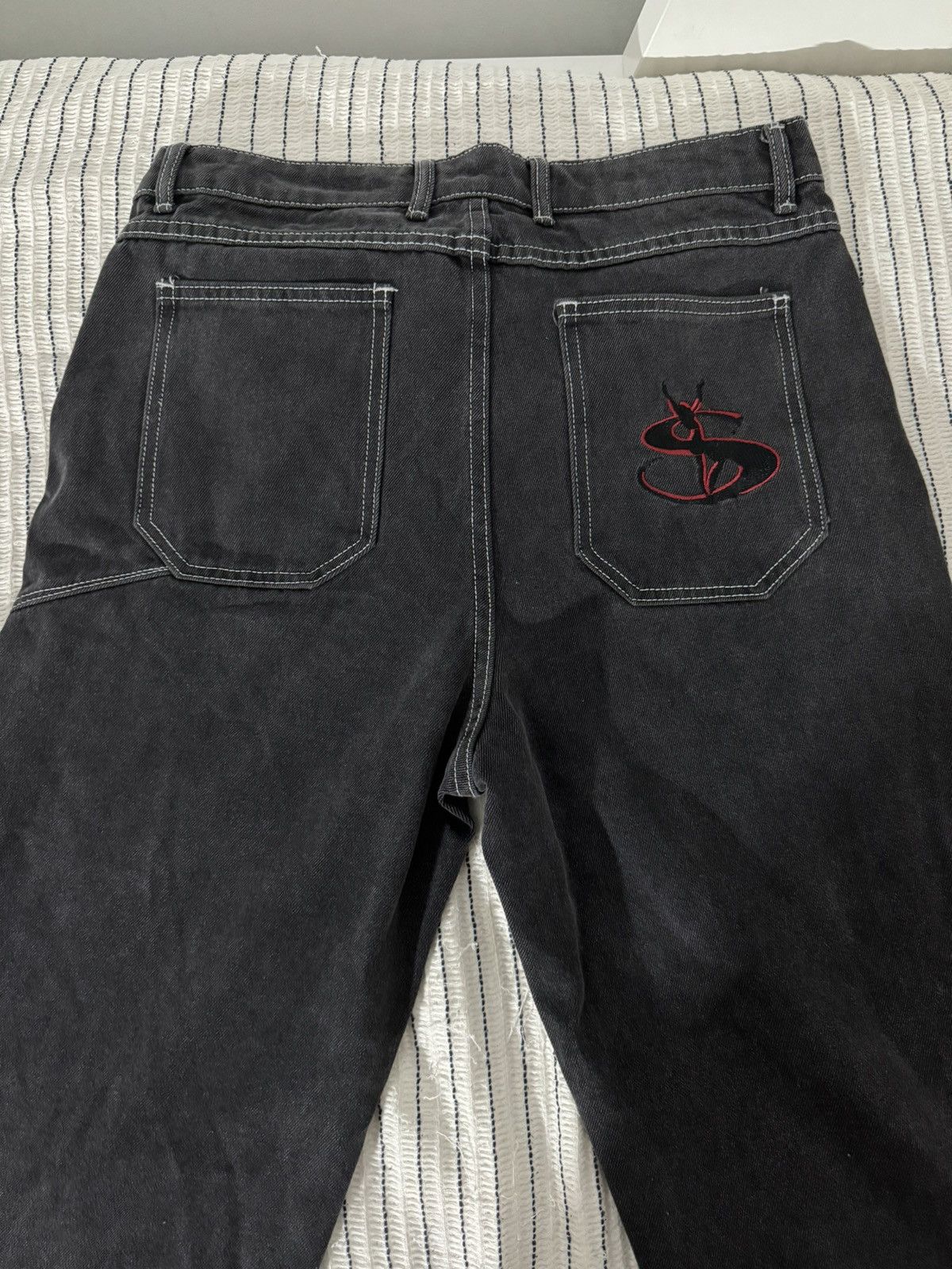 Japanese Brand × Streetwear × Yardsale Yardsale Black Denim Red 