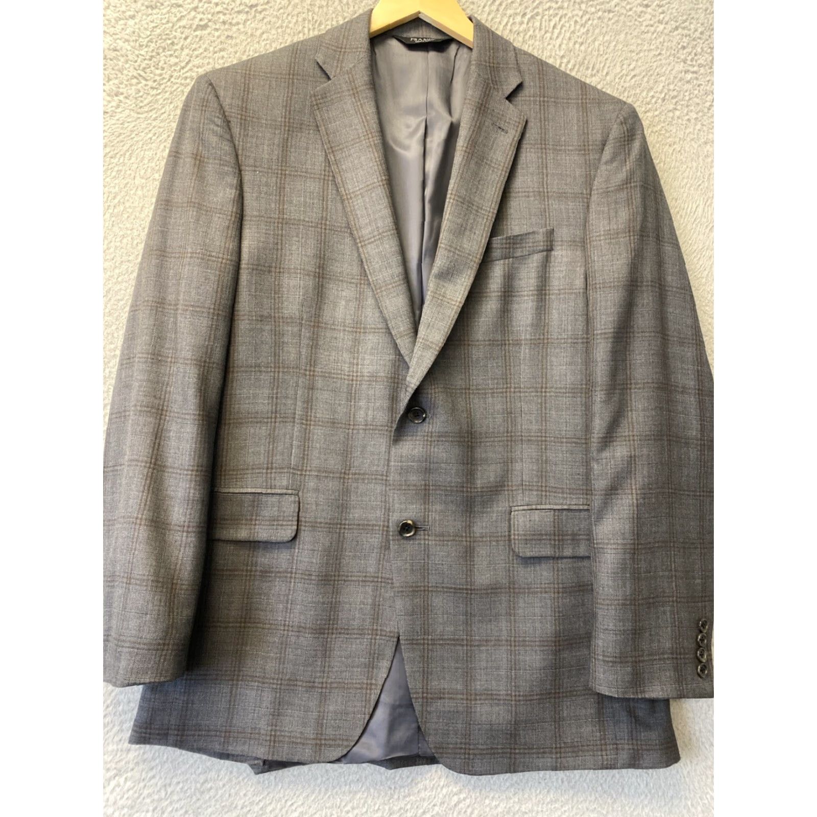 Jos. A. Bank VINTAGE Jos. A. Bank Men's Wool Blazer Jacket 40L Gray Brown Plaid Two-Button Fall Winter Sports Size 40L - 2 Thumbnail