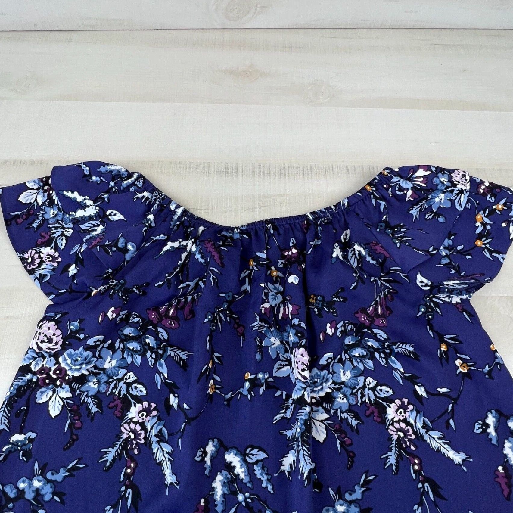 Loft LOFT Womens Off Shoulder Blouse Small Purple Floral Flowy Top Size S / US 4 / IT 40 - 8 Thumbnail