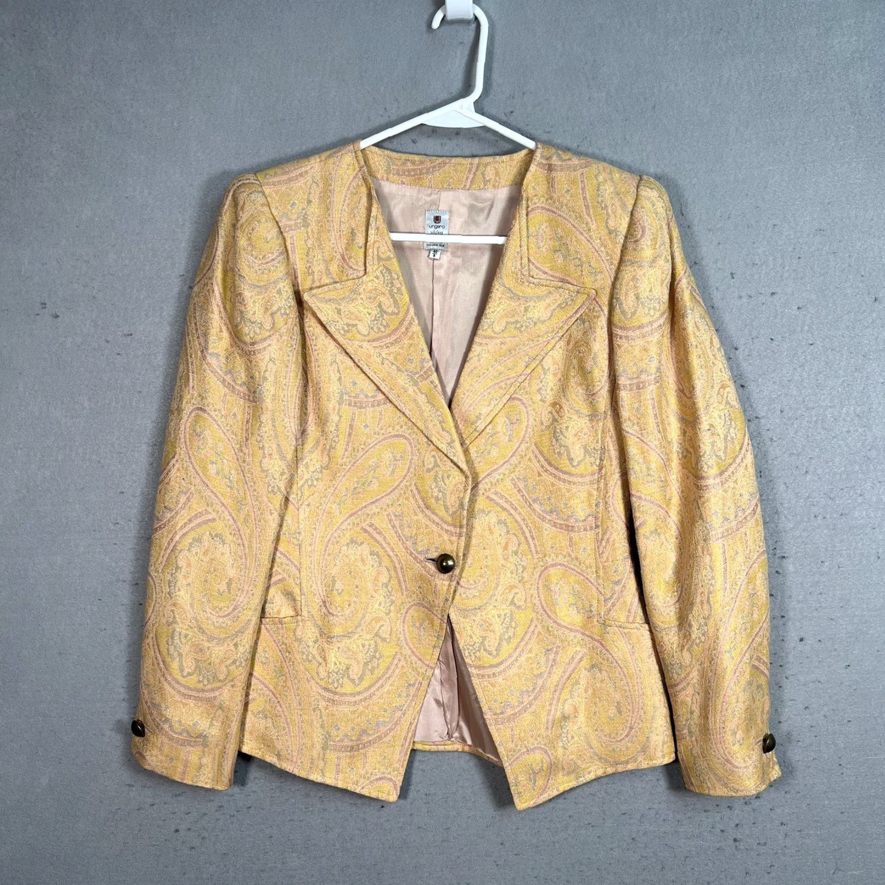 Vintage VINTAGE Ungaro Paisley Suit Set Blazer Skirt Women’s 40 / 6 Yellow Italy Size 27" / US 4 / IT 40 - 2 Thumbnail