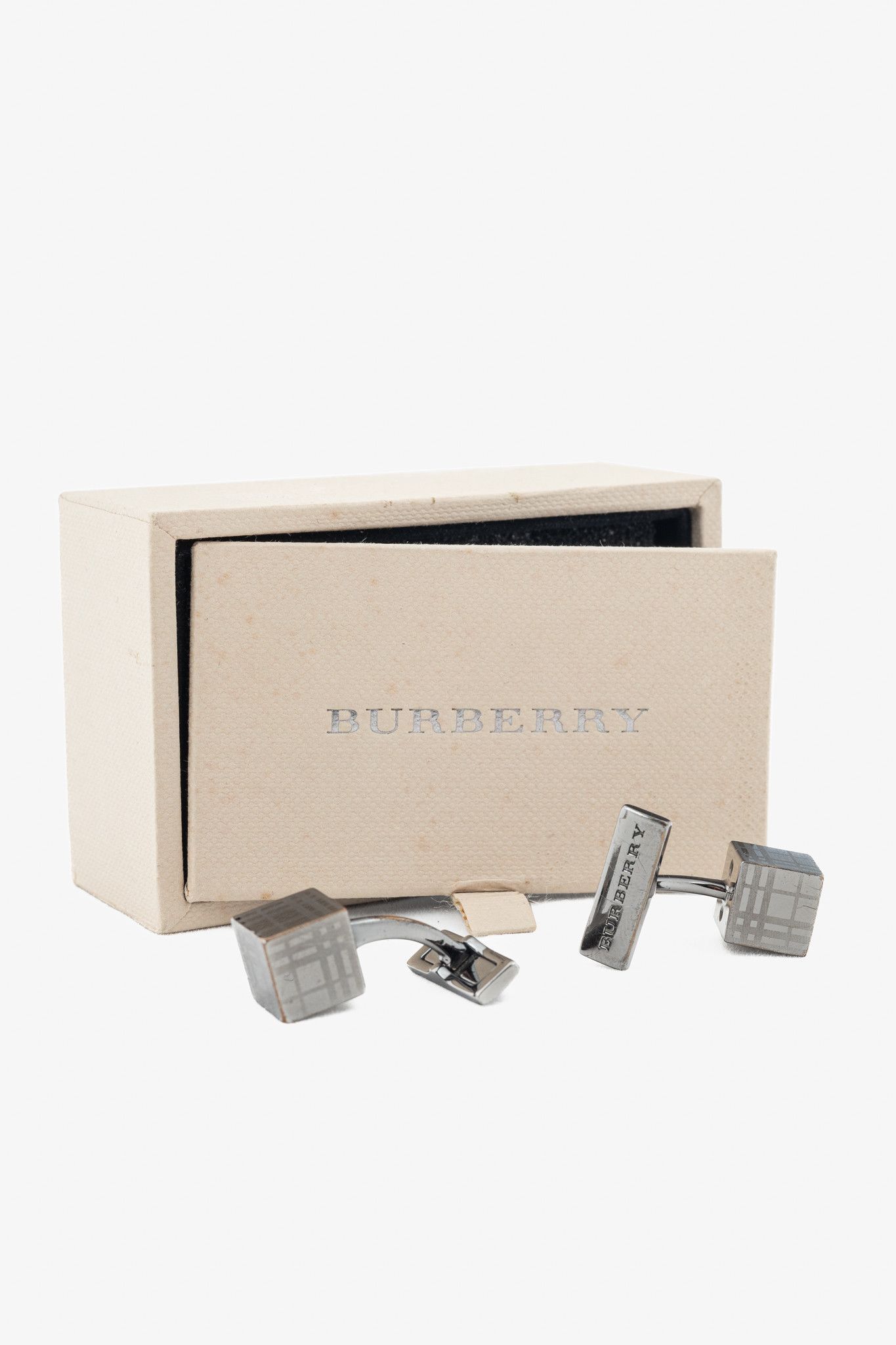 Burberry Burberry Gunmetal Check Cube Cufflinks Size ONE SIZE - 4 Thumbnail