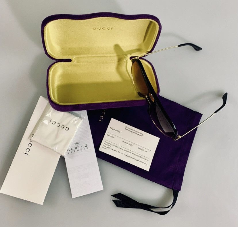 Gucci Gucci 🇯🇵 Black Resin GG Inlay Brow Metal Sunglasses NIB Size ONE SIZE - 6 Thumbnail