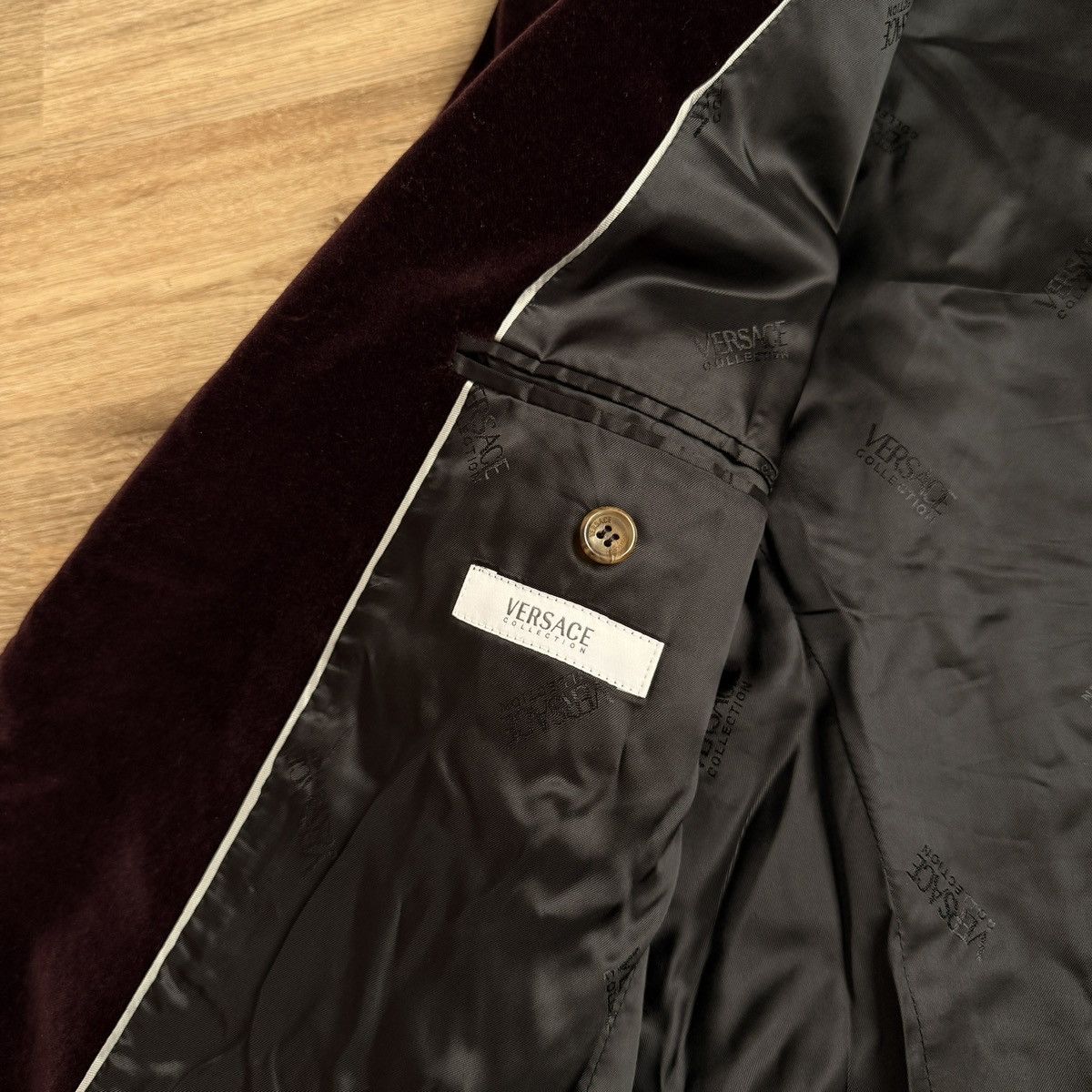 Versace Versace Velvet Corduroy Blazer Plum Single Breasted Size 52R - 6 Thumbnail