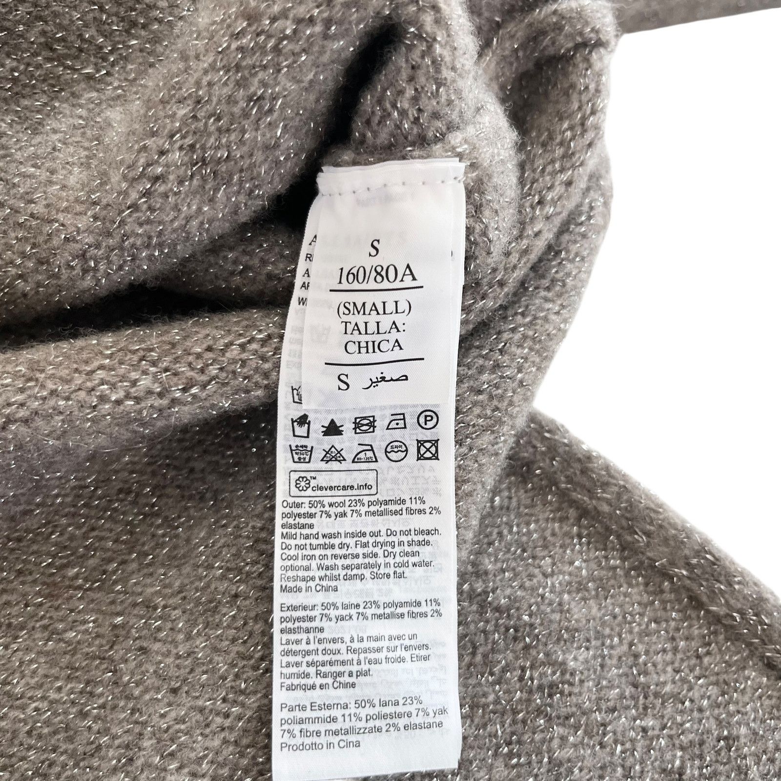 Allsaints All Saints Tan Silver Metallic Thread Oversized Sweater Size S / US 4 / IT 40 - 9 Thumbnail