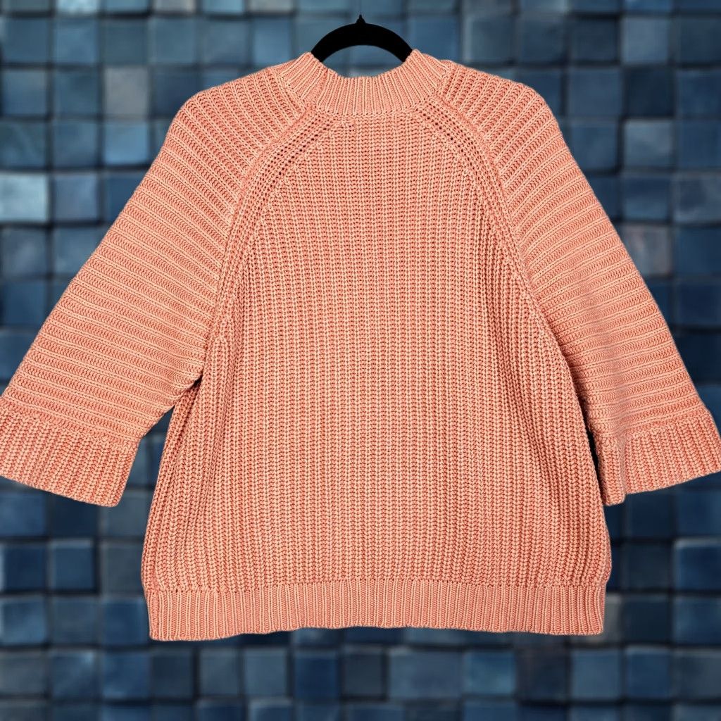 Anthropologie Maeve By Anthropologie Chunky Coral Mackenzie 3/4 Sleeve Sweater XS Orange Crew Neck Pullover Women's Knit Casual Modern All Seasons Fall Winter Size XS / US 0-2 / IT 36-38 - 1 Thumbnail