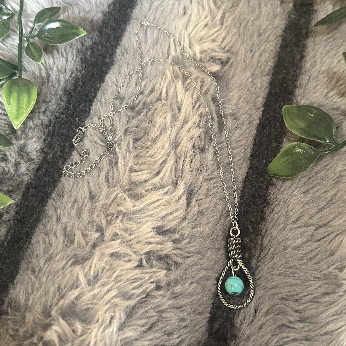 Handmade Handcrafted southwest rope turquoise pendant necklace Size ONE SIZE - 7 Thumbnail