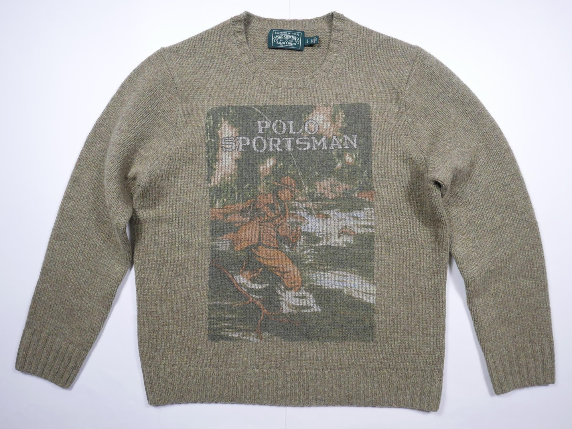 image of Polo Ralph Laurent Country Sweater Sportsman Hunting L in Green, Men's (Size Large)