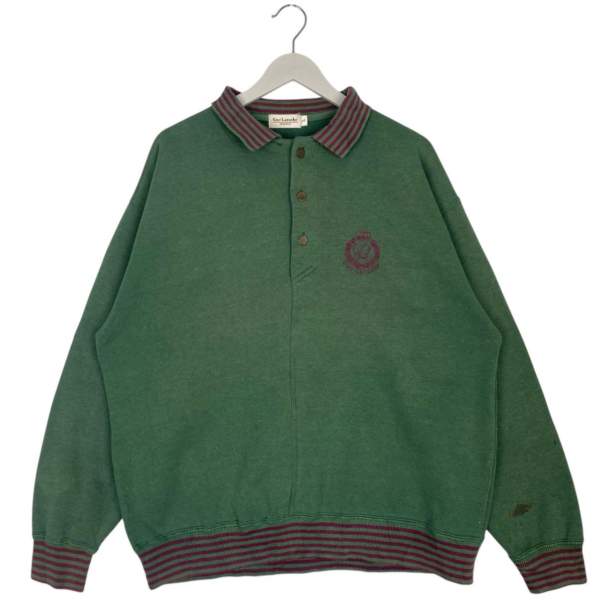 Vintage Guy Laroche Sweatshirt Half Button Small Embroidery