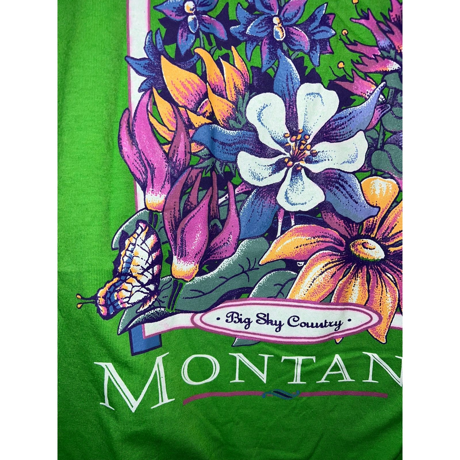 Jerzees Vintage Montana Big Sky Country Shirt Green Tee VTG 90s L Size US L / EU 52-54 / 3 - 3 Thumbnail
