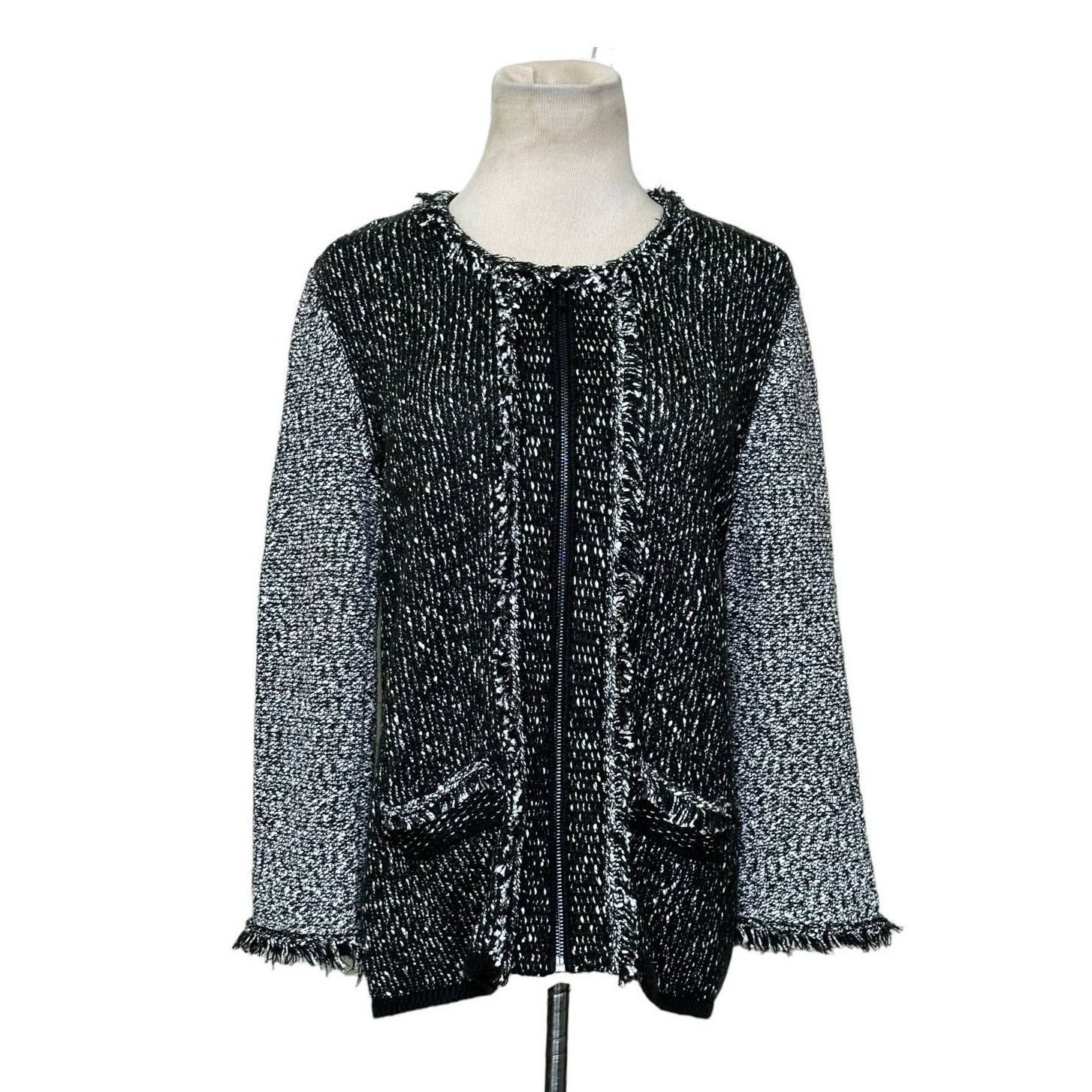 Karl Lagerfeld Karl Lagerfeld Two Tone Full Zip Knit Jacket size Small Size S / US 4 / IT 40 - 1 Thumbnail