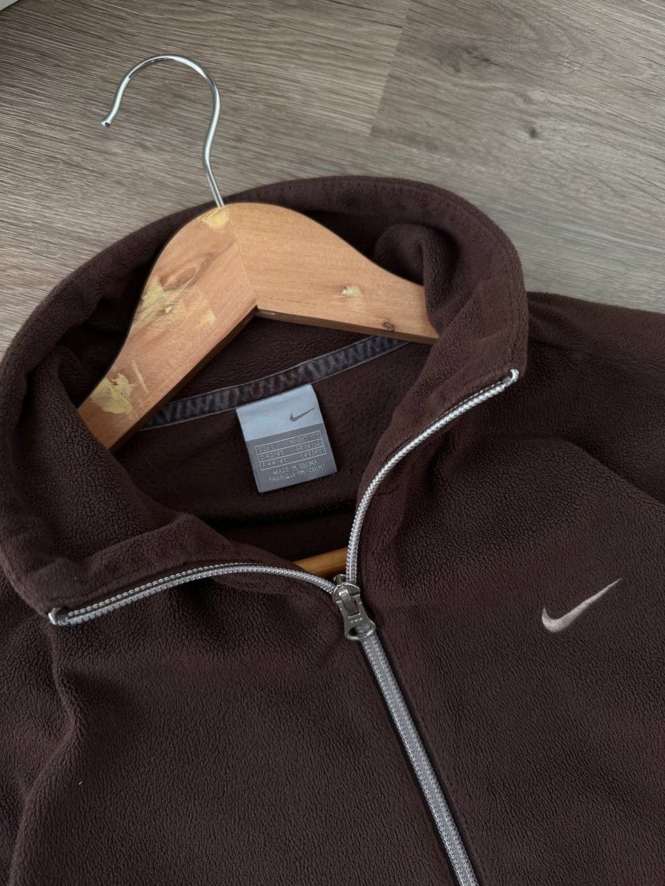 Nike × Nike ACG × Vintage Vintage Nike Brown Full Zip Fleece Hoodie Size L / US 10 / IT 46 - 3 Thumbnail