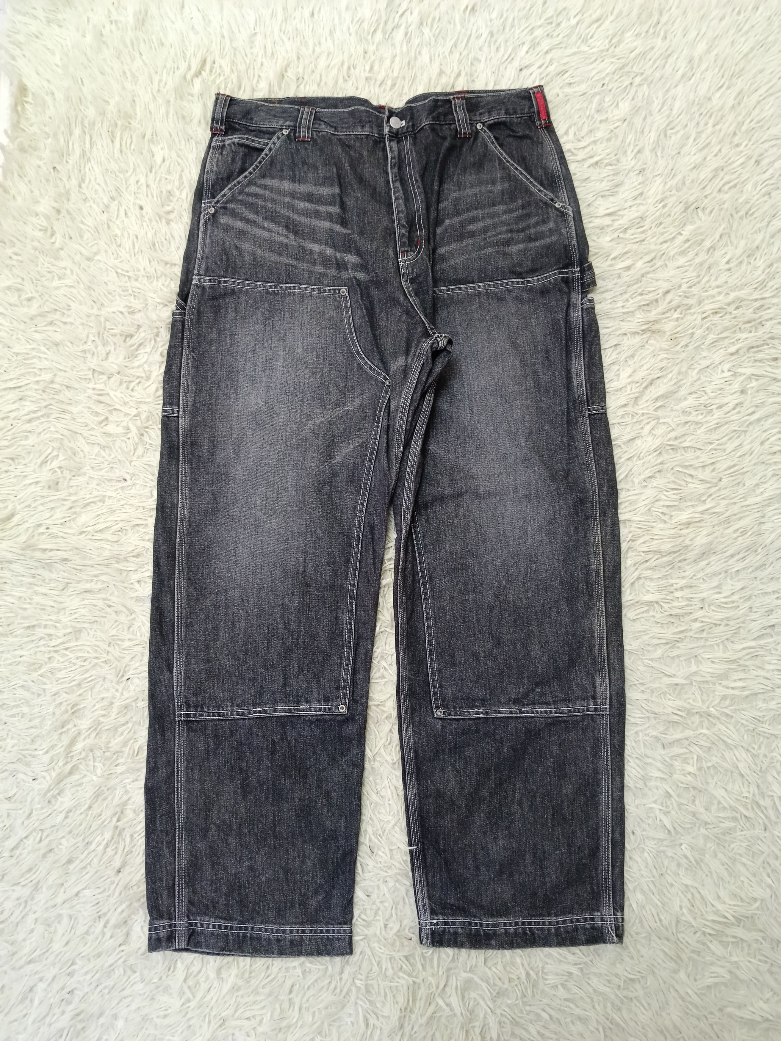 Japanese Brand DISTRESSED WIDE PANTS SURPASS DOUBLE KNEE CARPENTER DENIM Size US 37 - 2 Thumbnail
