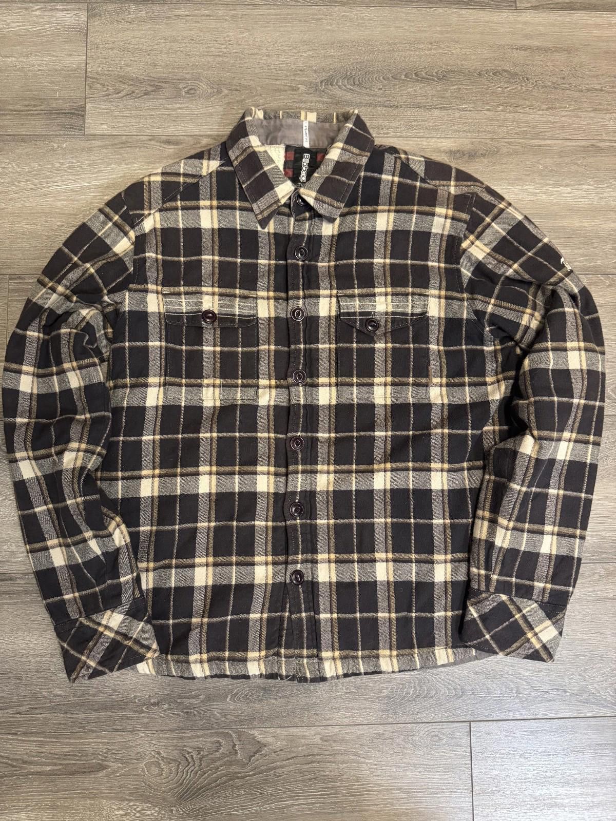 Billabong Billabong Brown & White Plaid Sherpa Lined Flannel Jacket Size US XL / EU 56 / 4 - 1 Thumbnail