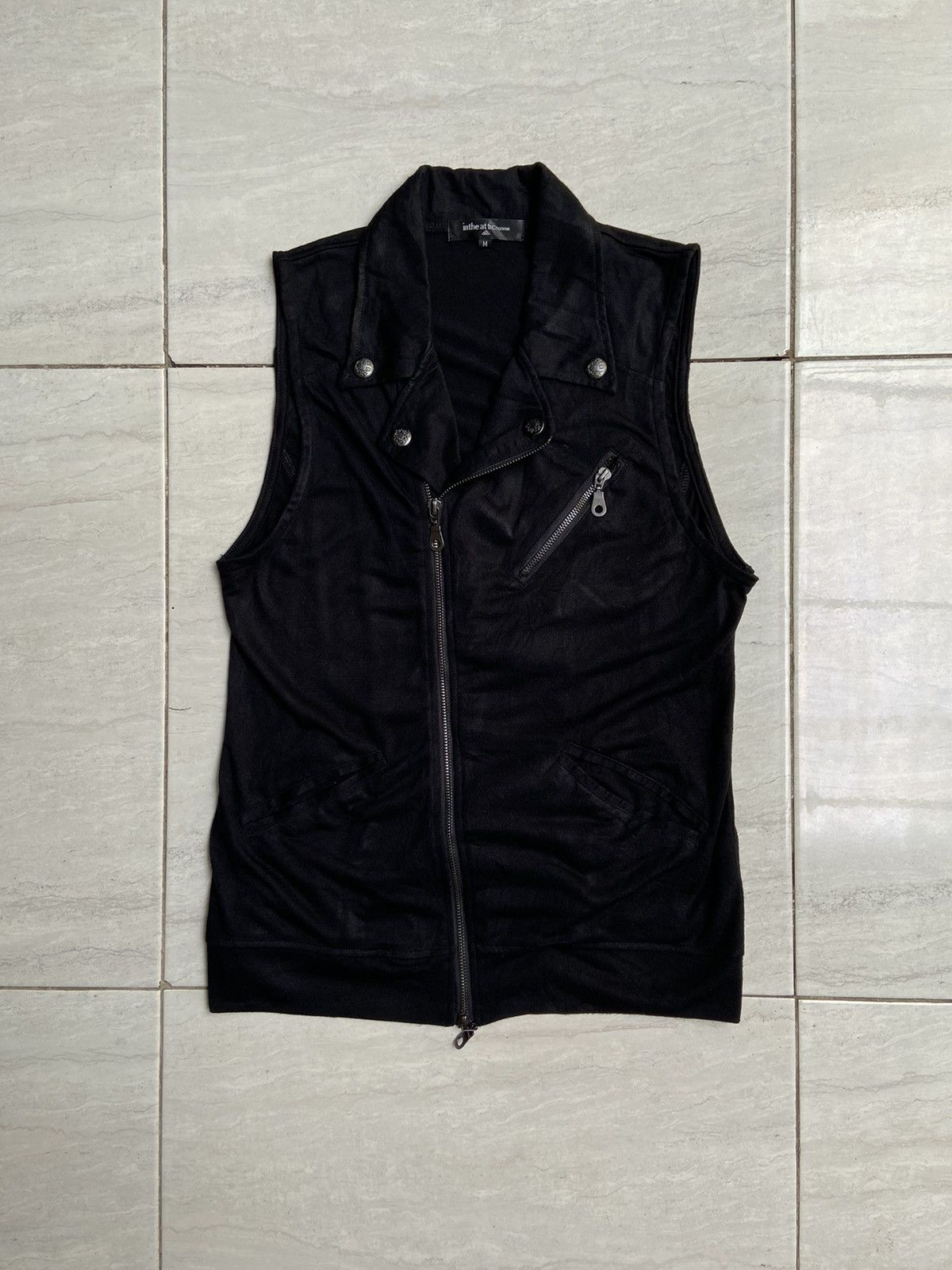 image of In The Attic Homme Black Zippers Vest, Men's (Size XS)