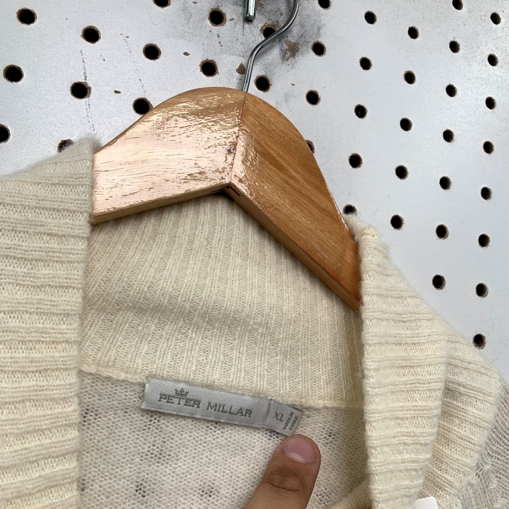 Peter Millar Peter Millar Sweater Womens XL Cream Merino Wool Cashmere Blend Mock Neck Raglan Size XL / US 12-14 / IT 48-50 - 3 Thumbnail
