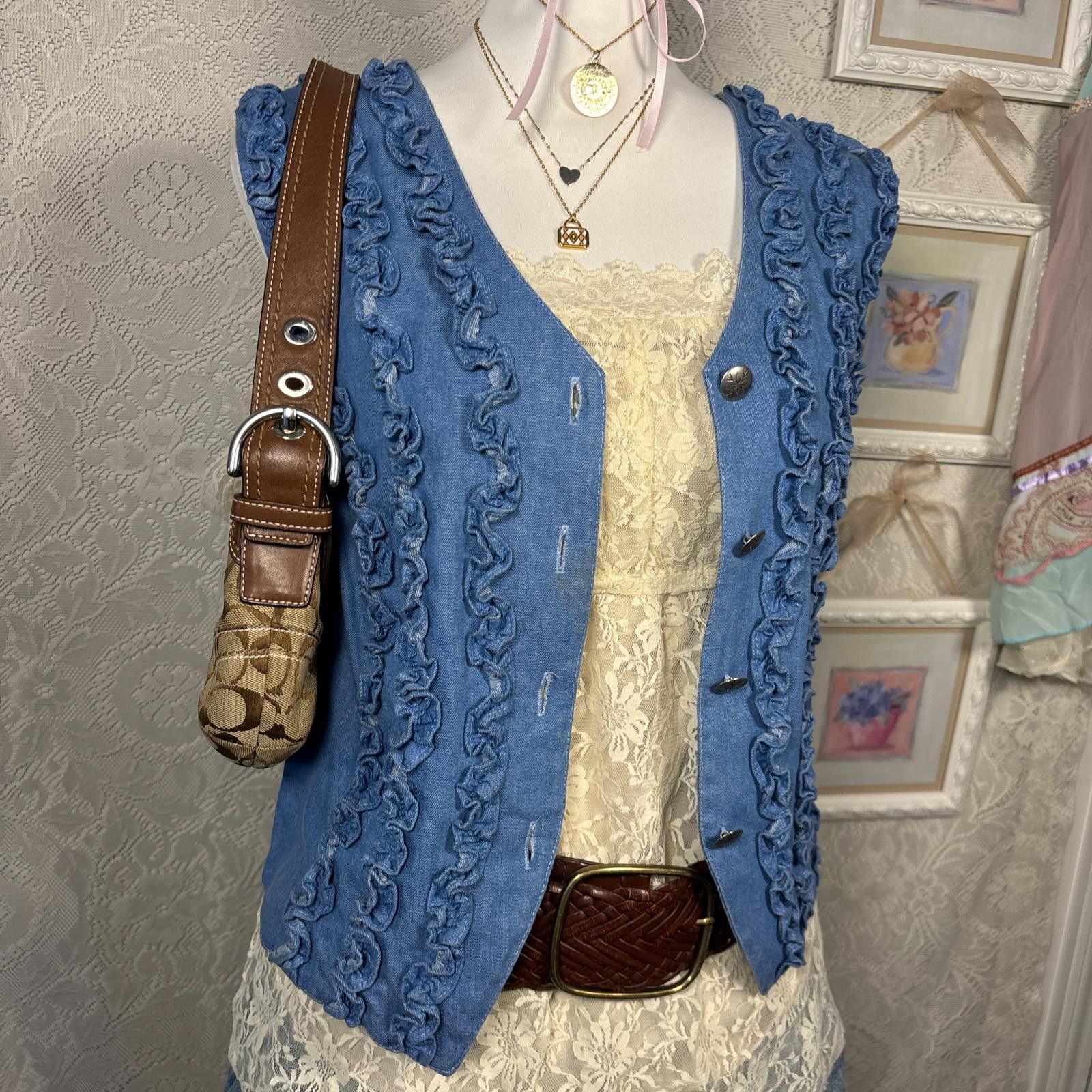 Other vintage denim ruffle western vest Size L / US 10 / IT 46 - 3 Thumbnail