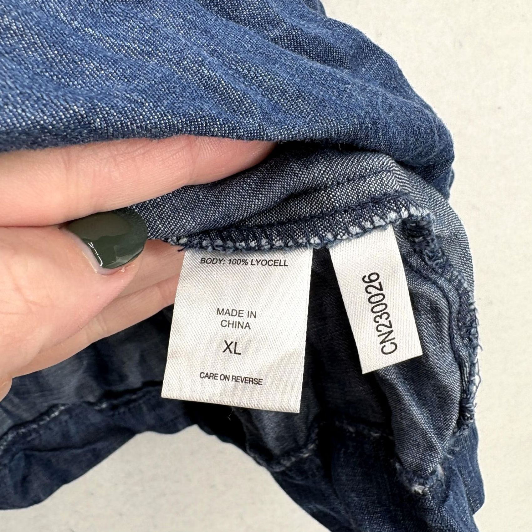 Vintage New York & Company Shirt Womens XL Blue Lyocell Chambray Peasant Boho Lagenlook Puff Sleeve Ruffle Size XL / US 12-14 / IT 48-50 - 3 Thumbnail