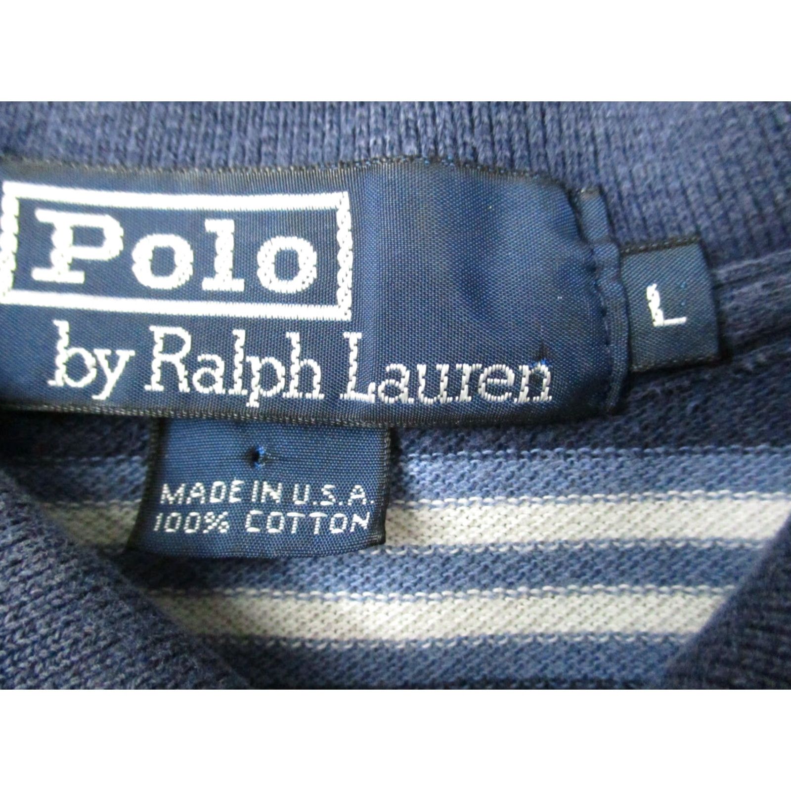 Polo Ralph Lauren Vintage Polo Ralph Lauren Polo Shirt Mens Large Blue Stripe Rugby Golf Shield USA Shirt Size US L / EU 52-54 / 3 - 4 Thumbnail
