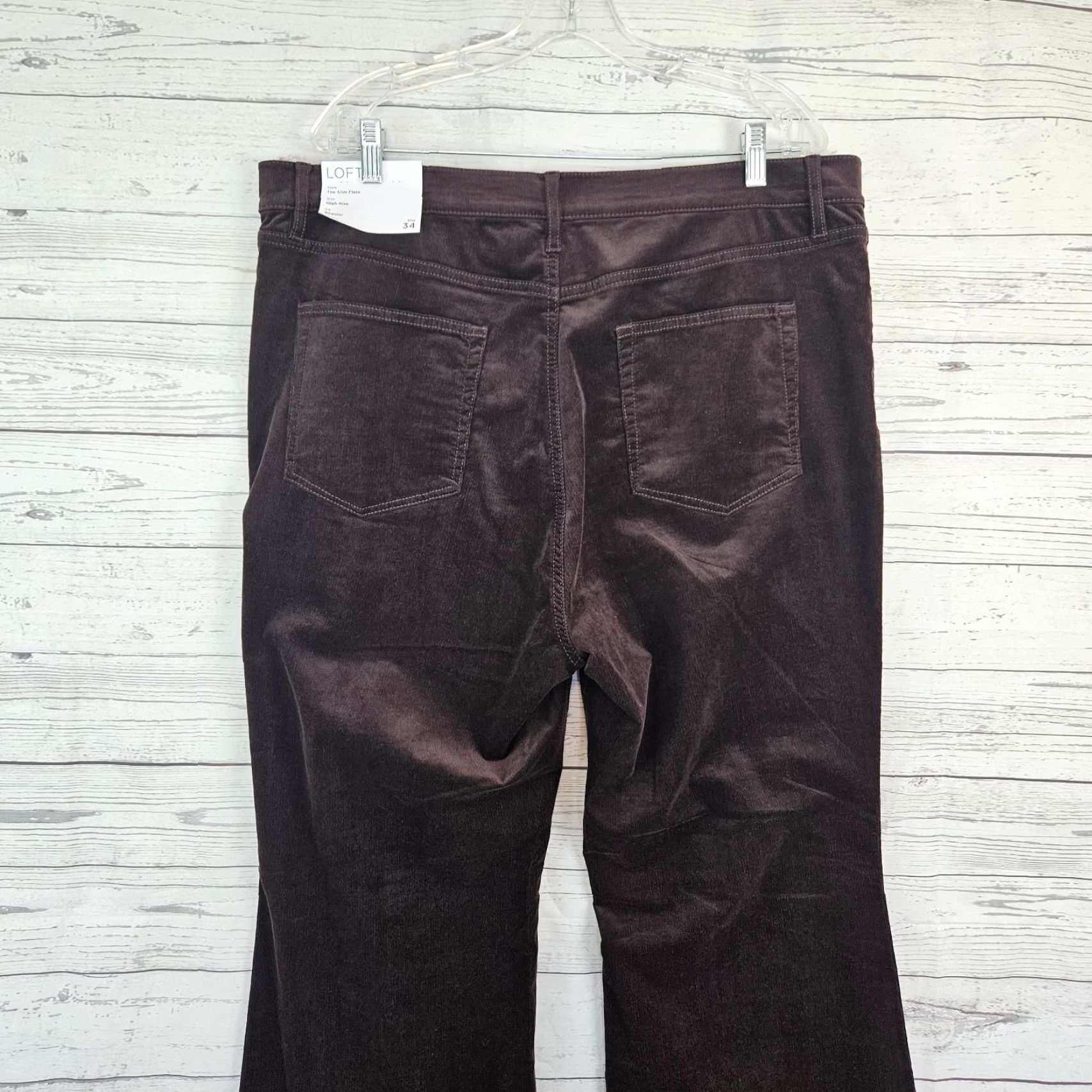 Loft Ann Taylor LOFT Womens Slim Flare Corduroy Pants Sz 18 Brown High Rise Size 40" / US 18 - 4 Thumbnail