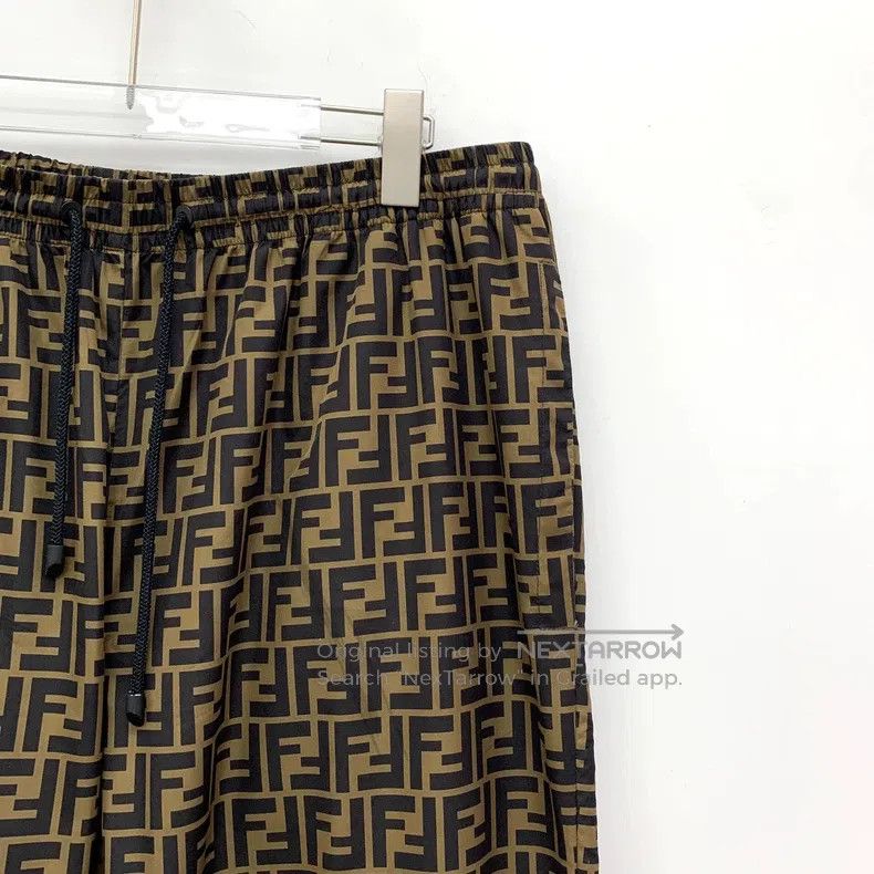 Fendi Fendi Dark brown logo letter all-over print elastic cuff c Size US 38 / EU 54 - 3 Thumbnail