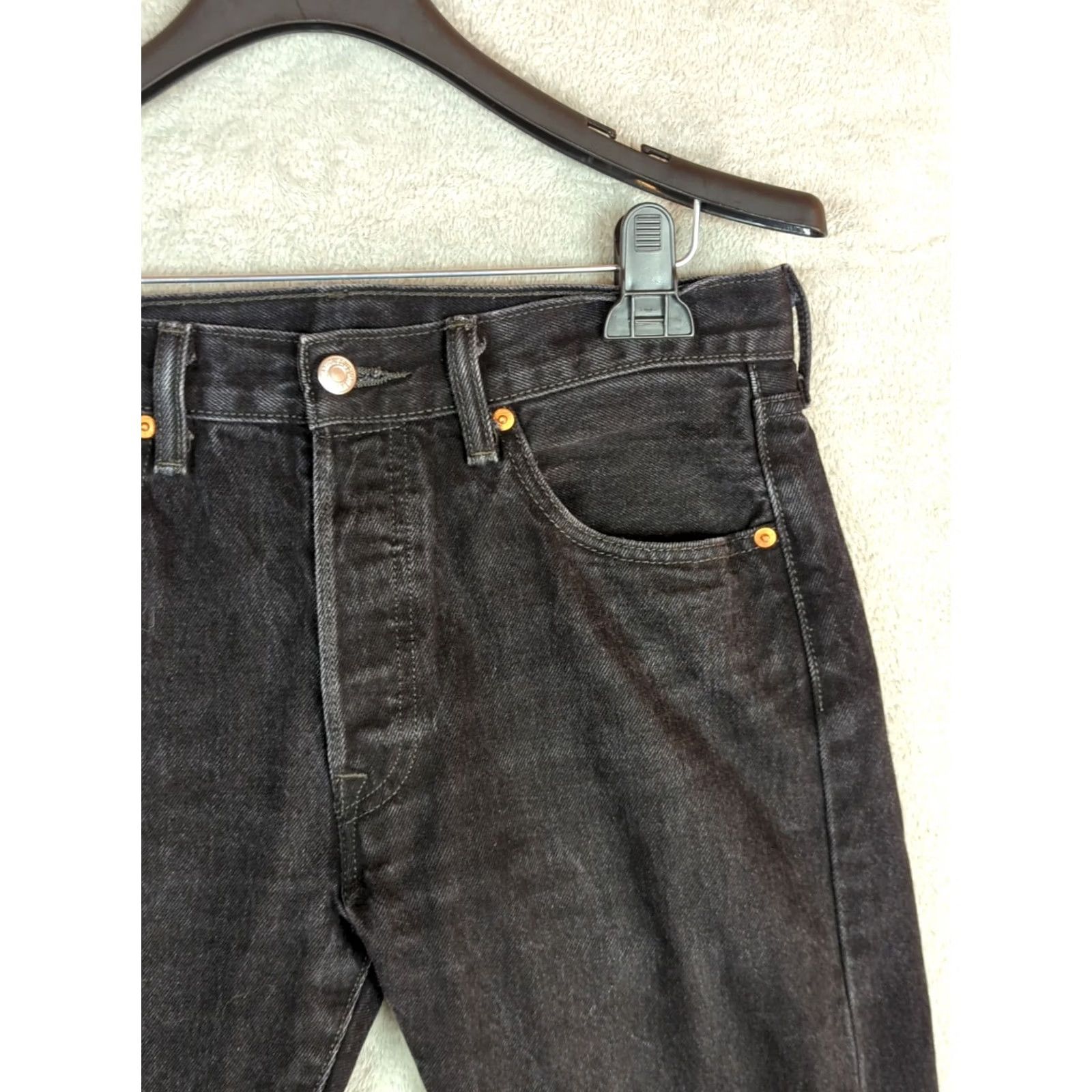 Levi's Levi's 501 Jeans Men 32X32 Black Denim Button Fly Straight Leg Classic Size US 32 / EU 48 - 4 Thumbnail