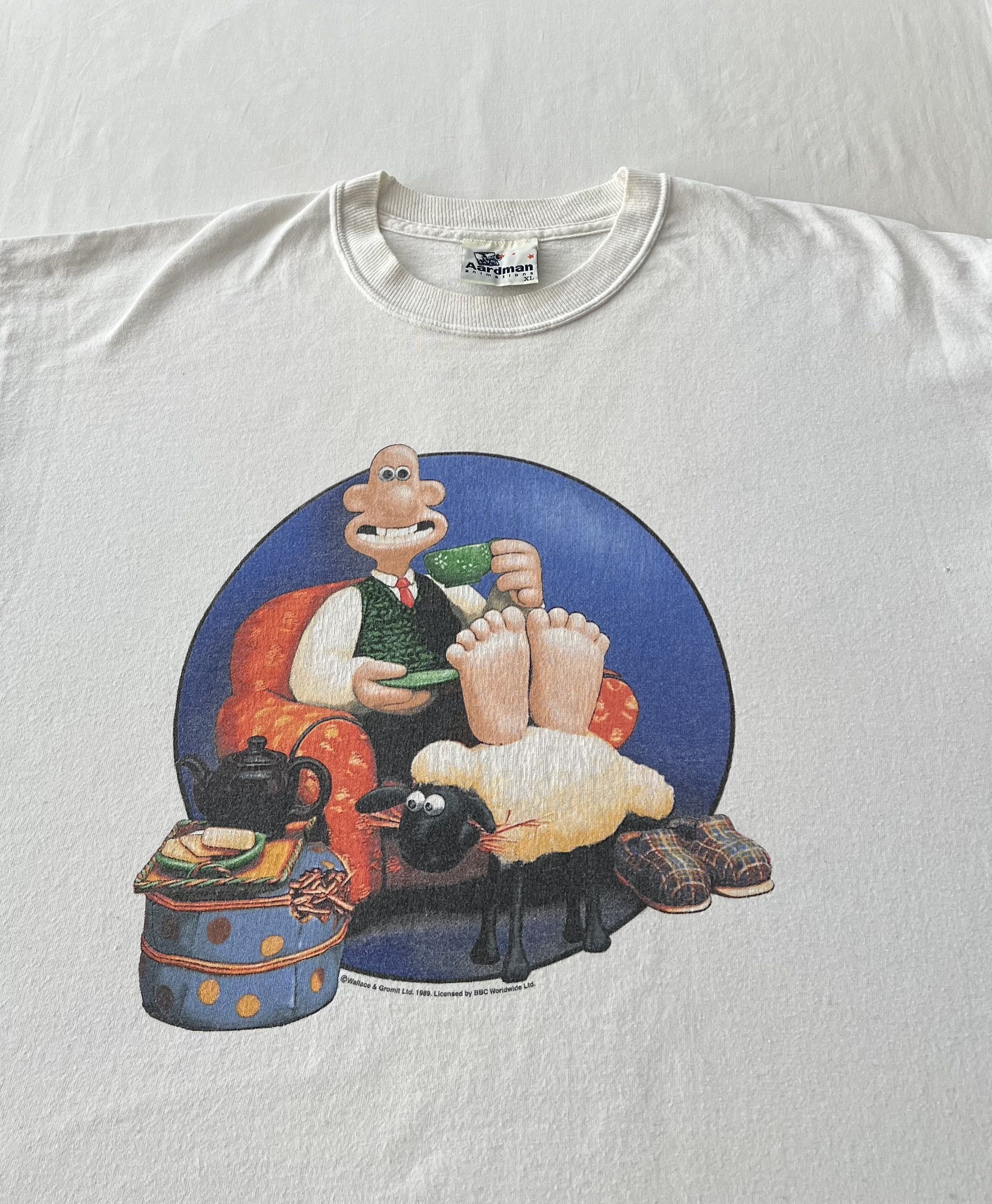 Cartoon Network Vintage 1989 Wallace and Gromit Cartoon BBC White T-shirt Size US XL / EU 56 / 4 - 3 Thumbnail