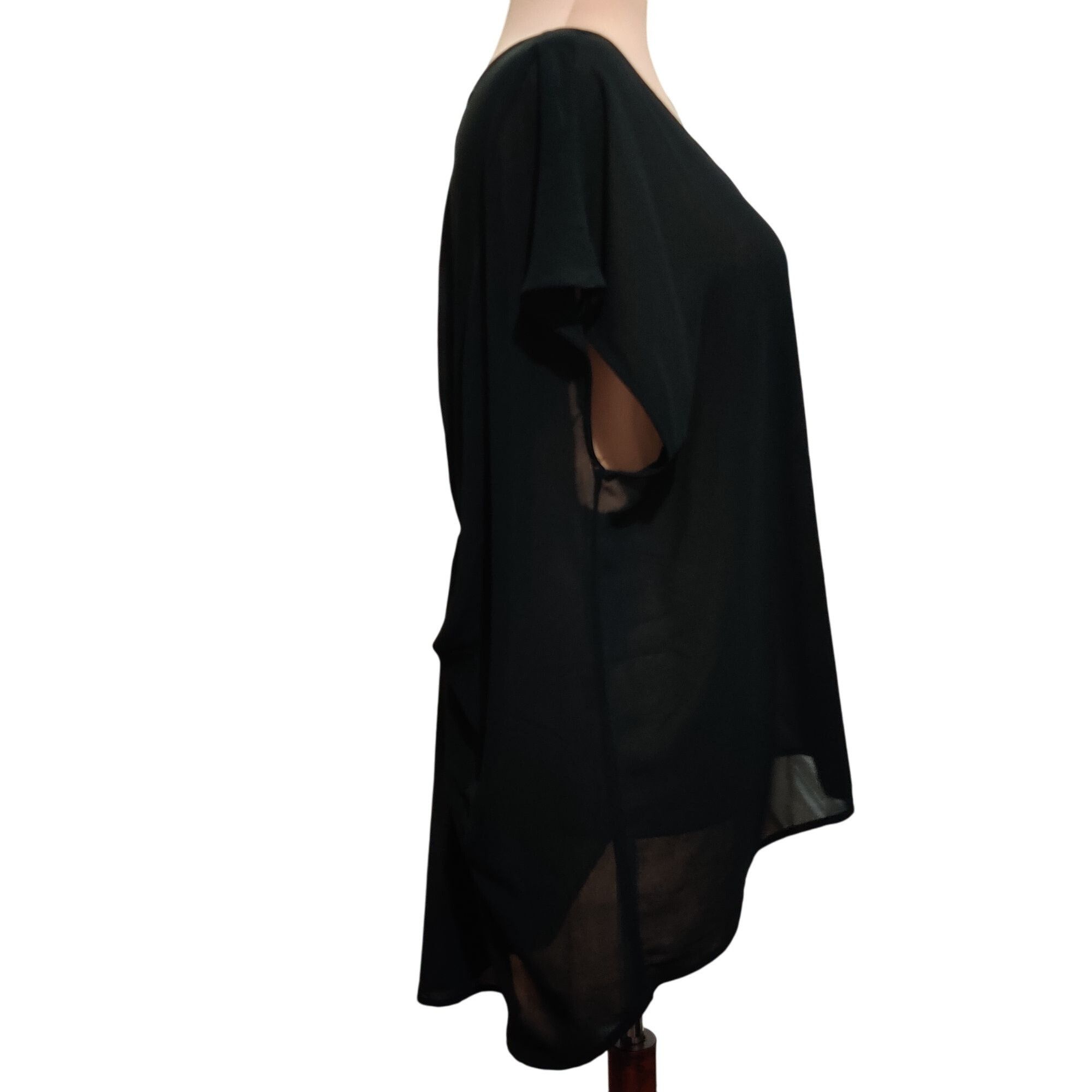 Other Forever 21+ 2X Black Sheer Dolman Sleeve Plus Size Tunic Top Size XXL / US 16-18 / IT 52-54 - 3 Thumbnail
