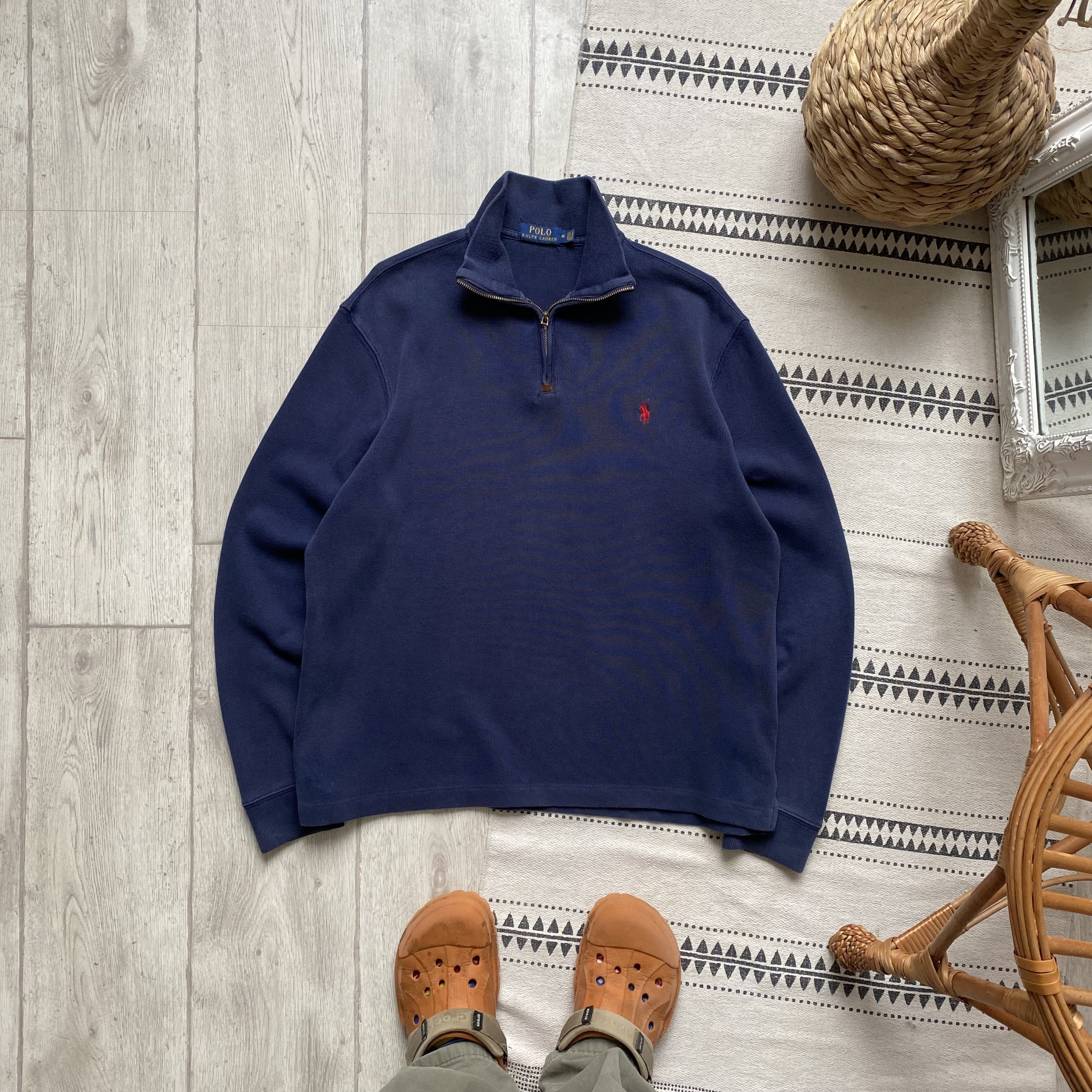 Polo Ralph Lauren Distressed Vintage Polo Ralph Lauren Sweater ¼ zip Faded Size US M / EU 48-50 / 2 - 1 Thumbnail