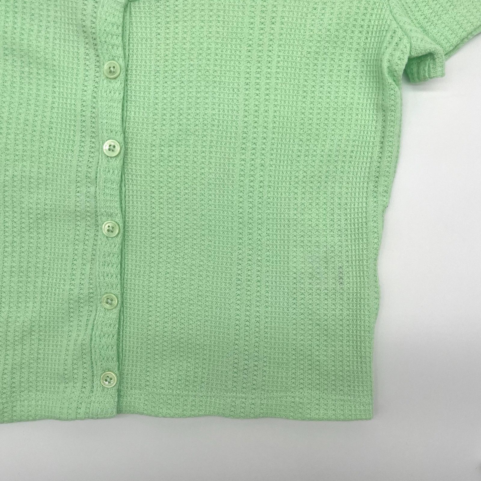 Unknown London ELODIE NWT Waffle Knit Short Sleeve ButtonUp Crop Top Medium Size M / US 6-8 / IT 42-44 - 7 Thumbnail
