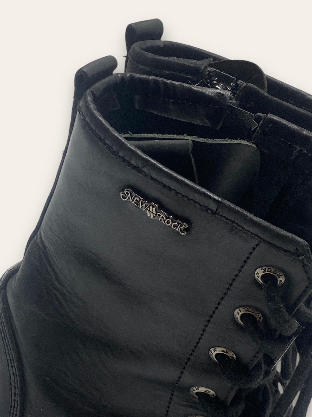 New Rock Vintage NEW ROCK Heels High Top Leather Skin Black Boots Size US 10 / IT 40 - 4 Thumbnail
