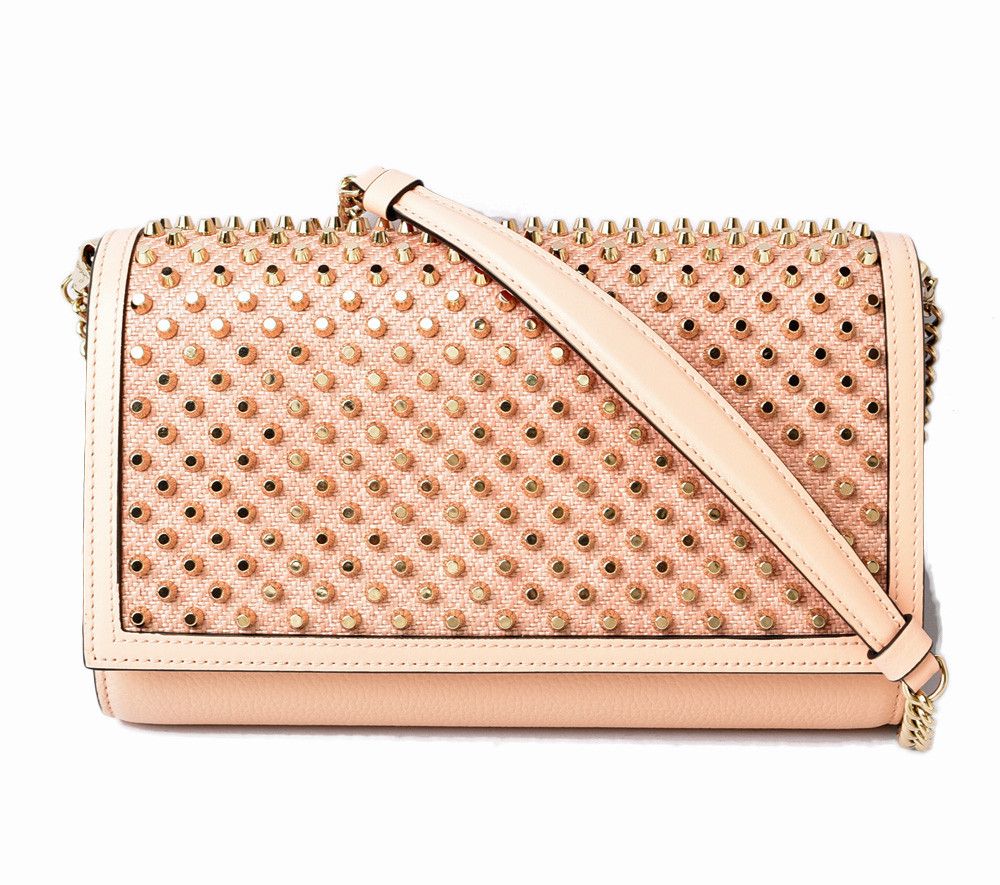 Christian Louboutin Shoulder Bag Clutch Bag Paloma Cluch Calf Spike Beige Light Gold