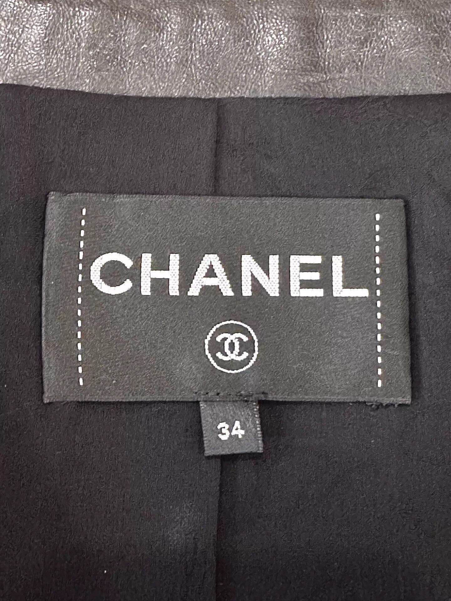 Chanel Chanel Women's Black Lambskin Jacket Silver Anchor Logo 34 Size XS / US 0-2 / IT 36-38 - 6 Thumbnail