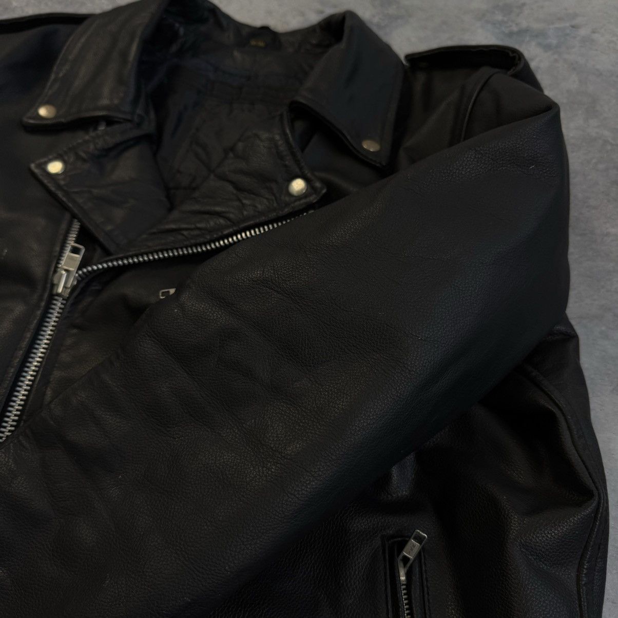 Vintage VINTAGE 90’s BLACK MOTORCYCLE LEATHER BIKER JACKET Size US L / EU 52-54 / 3 - 11 Thumbnail