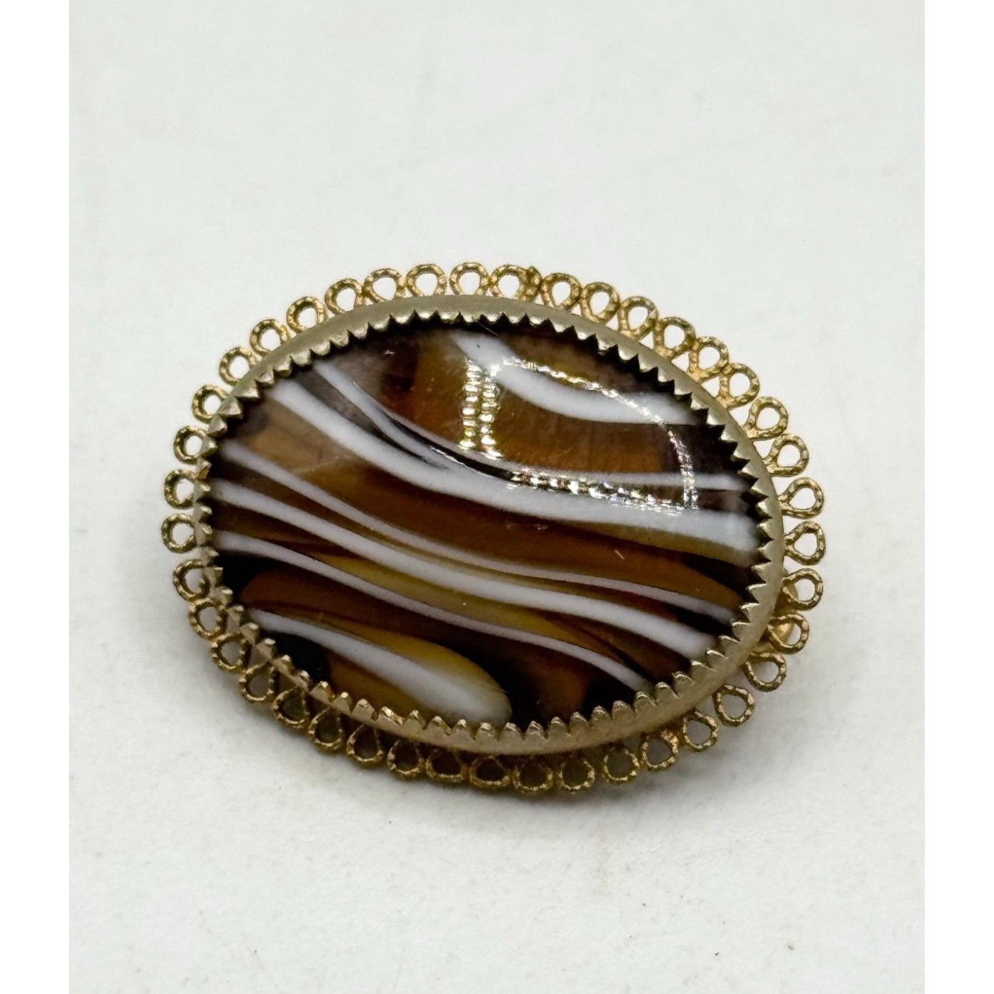 Other Vintage Estate antique striped striated agate stone brooch p Size ONE SIZE - 4 Thumbnail