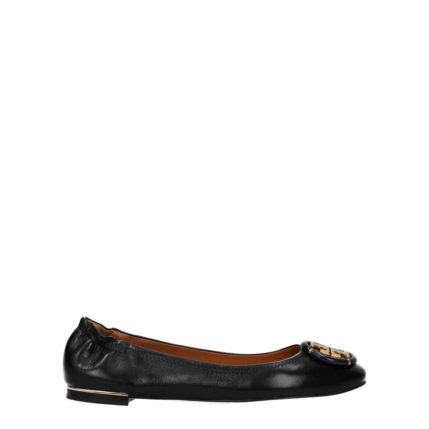 ob1o1e1124 Leather Ballet Flats in Black