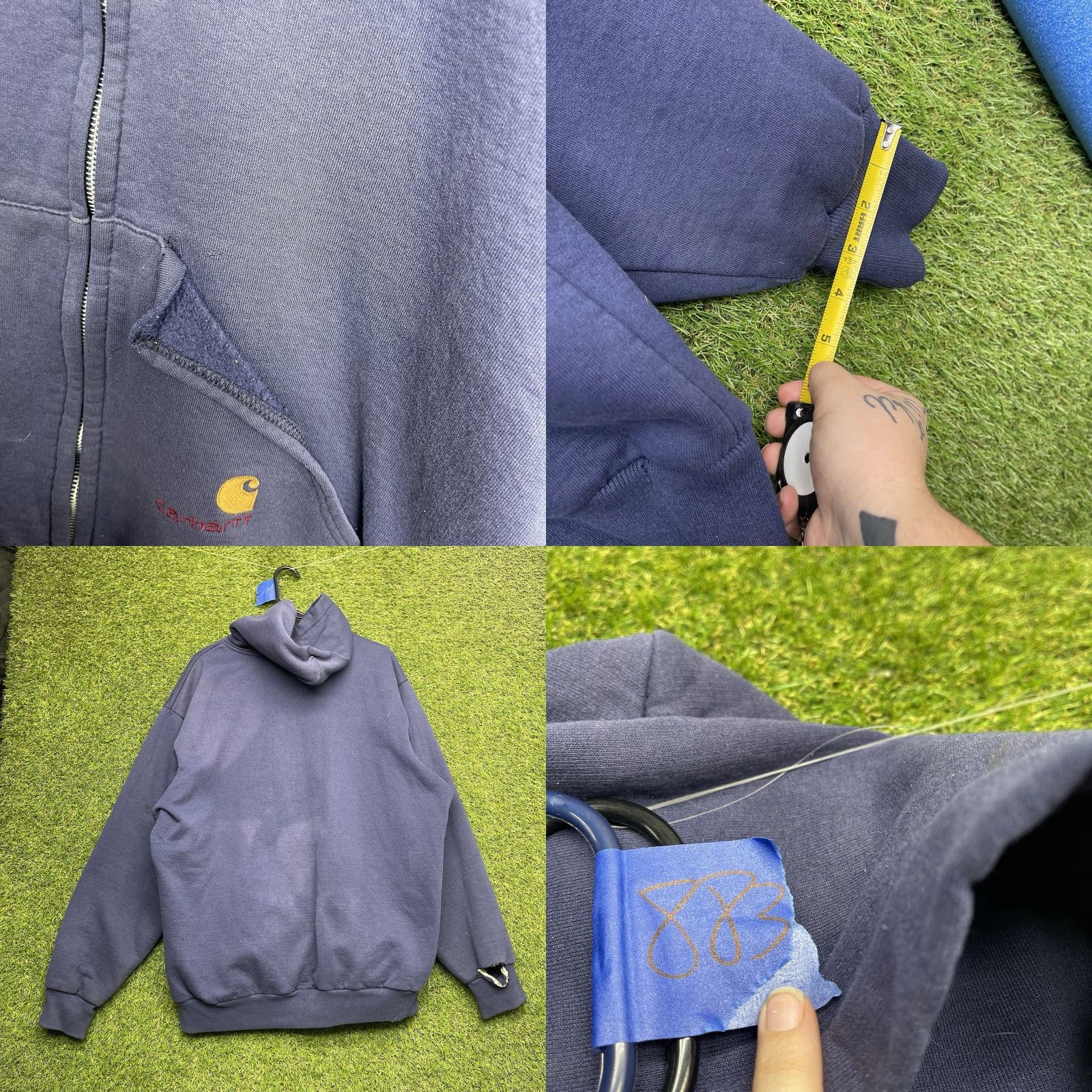 Carhartt VINTAGE Carhartt Rugged Outdoor Wear Hoodie Mens XL Blue Full Zip Heavyweight Thermal Lined 90s Retro Carhartt Logo Embroidered Mens Hooded Sweatshirt Size US XL / EU 56 / 4 - 8 Thumbnail