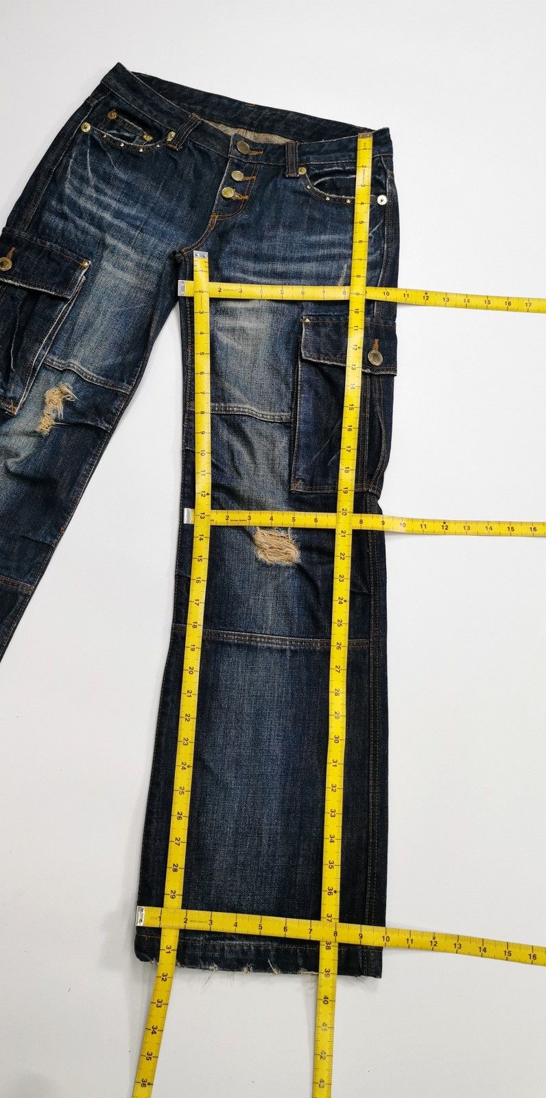 Japanese Brand Alice Parachute Distressed Cargo Denim Jeans Size 29" - 11 Thumbnail