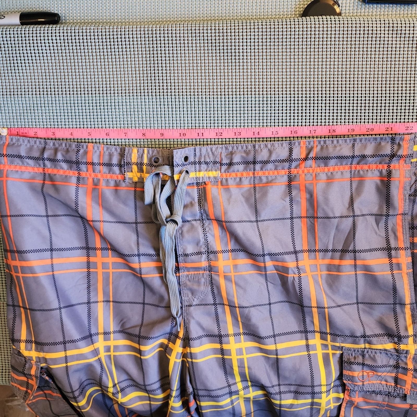 Ocean Pacific Ocean Pacific Men's 2XL Plaid Board Shorts Orange Gray Size US 44 / EU 60 - 6 Thumbnail