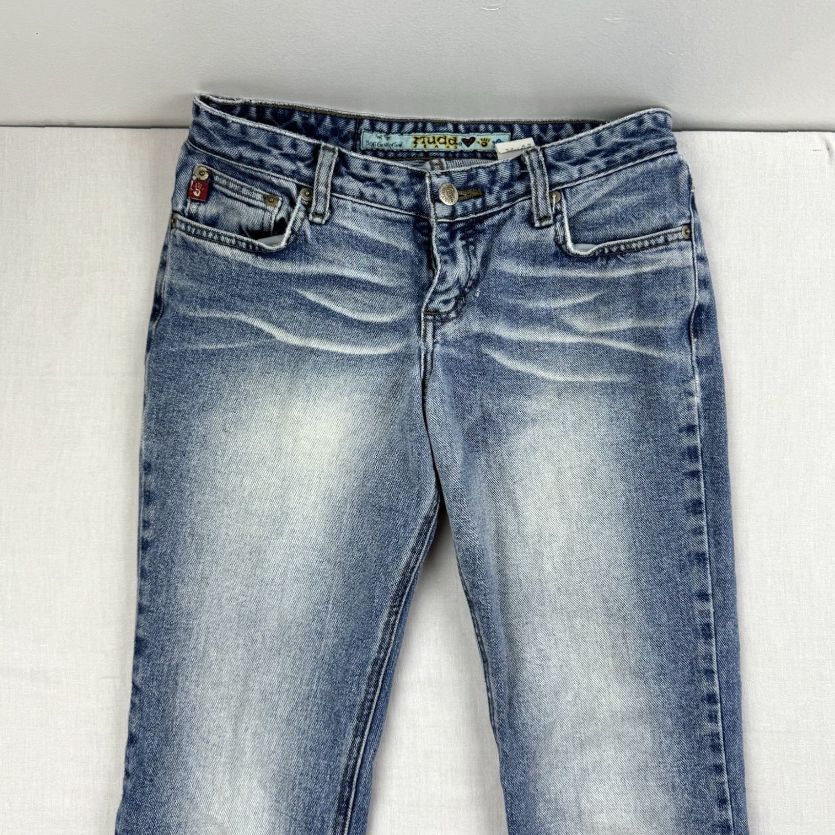 Vintage VINTAGE Mudd Jeans Womens Flare Hipster 5 Blue Low Rise 28" Waist 27.5" Inseam Womens Jeans Size 27" / US 4 / IT 40 - 2 Thumbnail