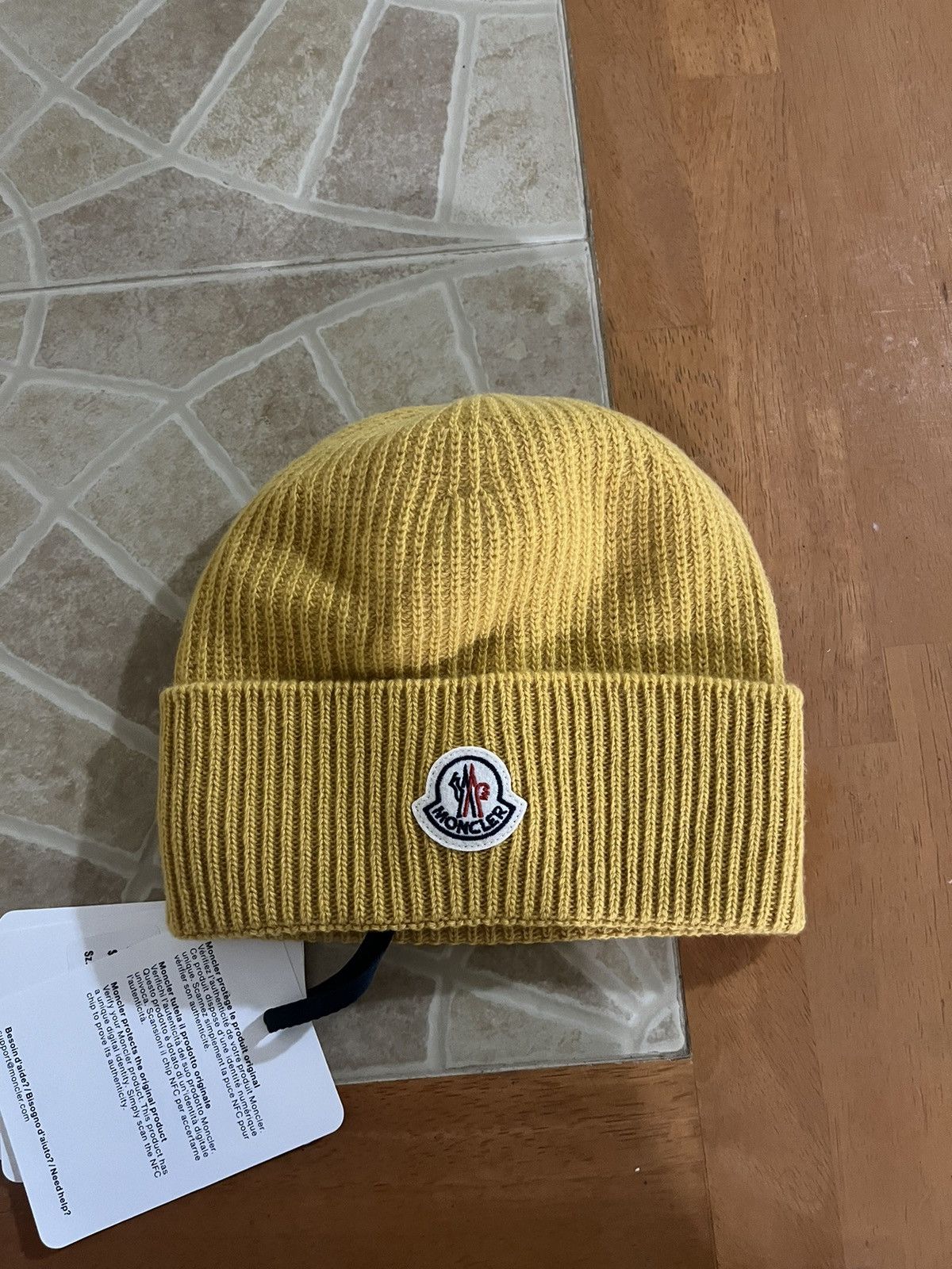 image of Moncler Berretto Tricot Hat in Yellow, Men's